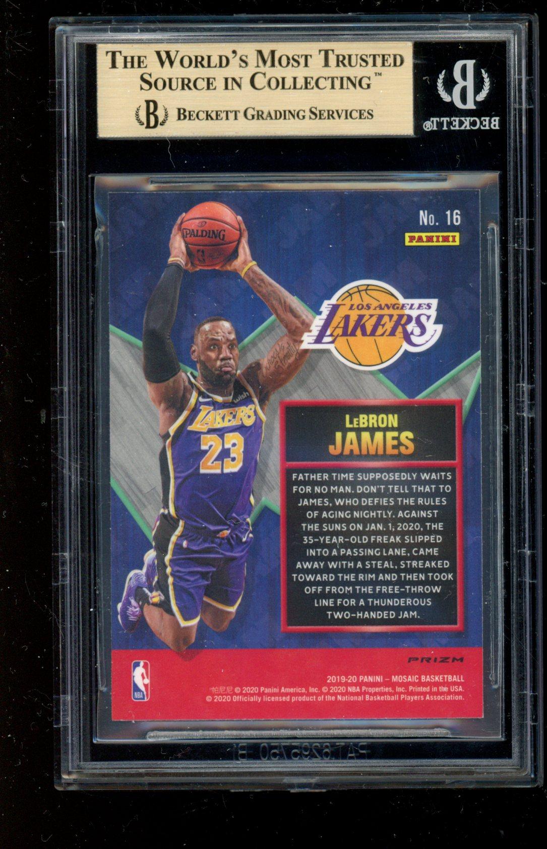 LeBron James 2019-20 Panini Mosaic Jam Masters Mosaic Green #16 (BGS 9.5) at PristineAuction.com LeBron James 2019-20 Panini Mosaic Jam Masters Mosaic Green #16 (BGS 9.5) at PristineAuction.com