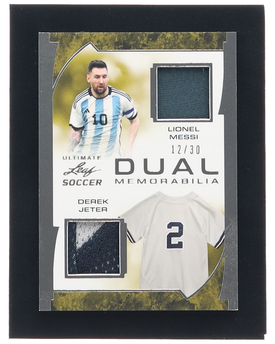 Lionel Messi / Derek Jeter 2023 Leaf Dual Memorabilia Silver #UDM12 #12/30 at PristineAuction.com Lionel Messi / Derek Jeter 2023 Leaf Dual Memorabilia Silver #UDM12 #12/30 at PristineAuction.com