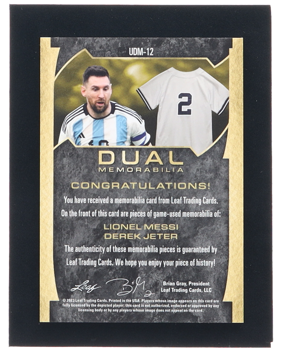 Lionel Messi / Derek Jeter 2023 Leaf Dual Memorabilia Silver #UDM12 #12/30 at PristineAuction.com Lionel Messi / Derek Jeter 2023 Leaf Dual Memorabilia Silver #UDM12 #12/30 at PristineAuction.com