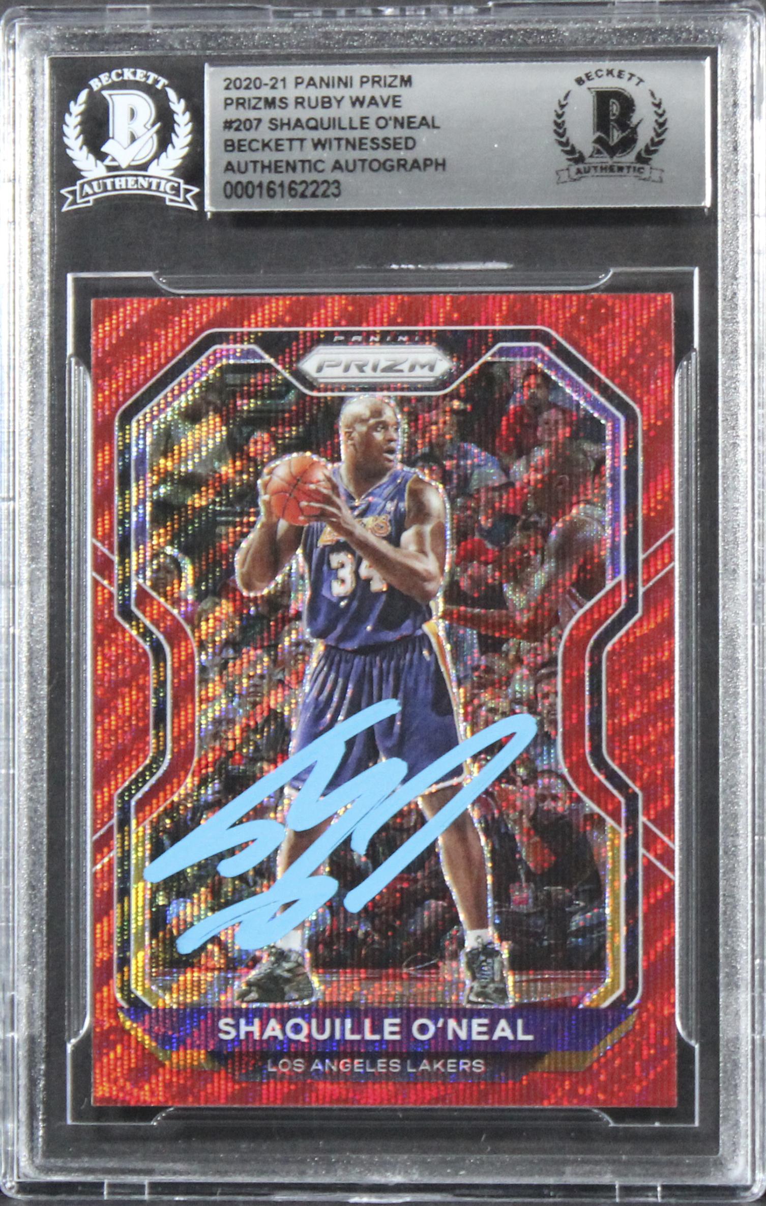 Shaquille O'Neal Signed 2020-21 Panini Prizm Prizms Ruby Wave #207 (BGS) at PristineAuction.com Shaquille O'Neal Signed 2020-21 Panini Prizm Prizms Ruby Wave #207 (BGS) at PristineAuction.com