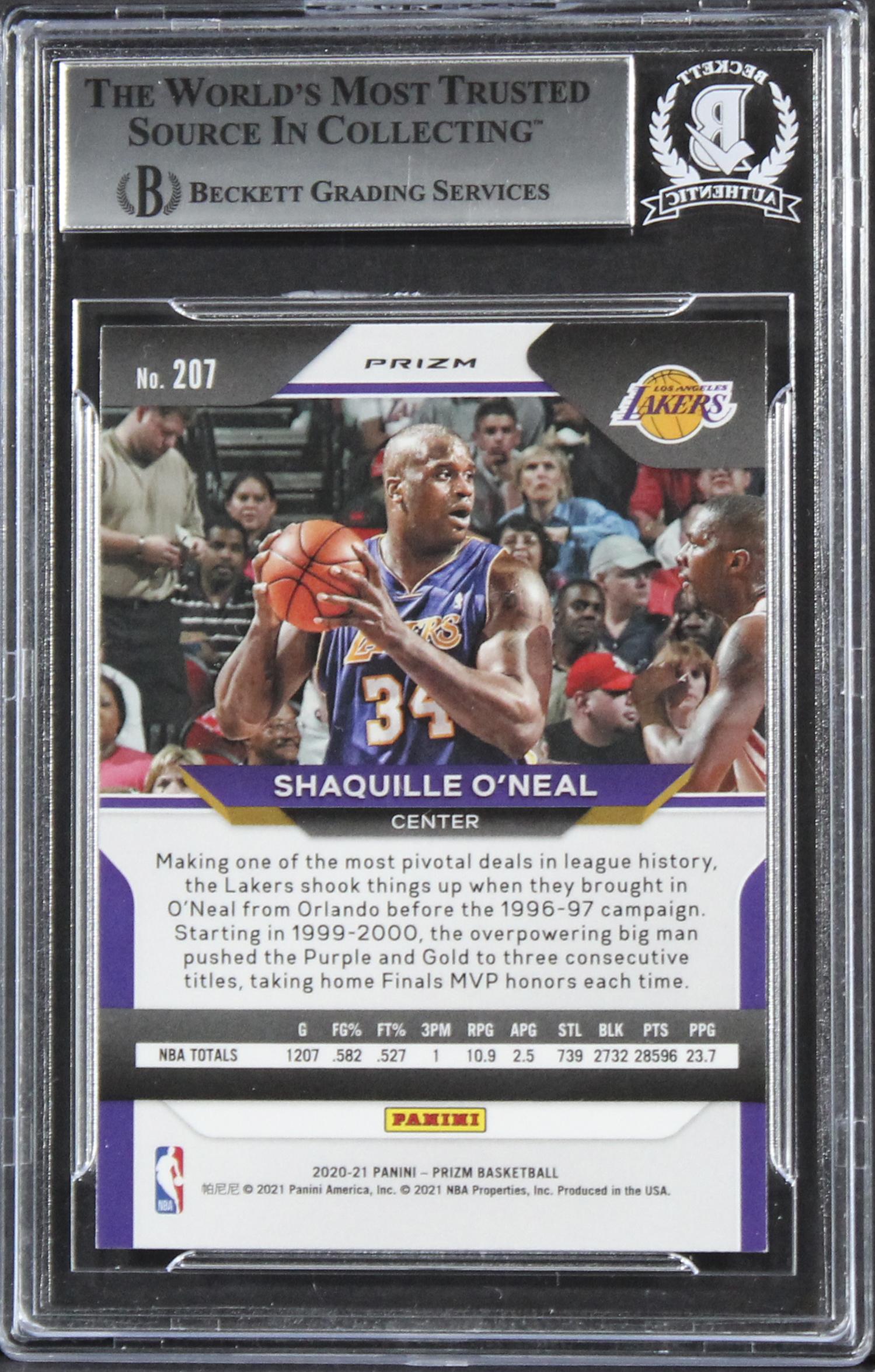 Shaquille O'Neal Signed 2020-21 Panini Prizm Prizms Ruby Wave #207 (BGS) at PristineAuction.com Shaquille O'Neal Signed 2020-21 Panini Prizm Prizms Ruby Wave #207 (BGS) at PristineAuction.com