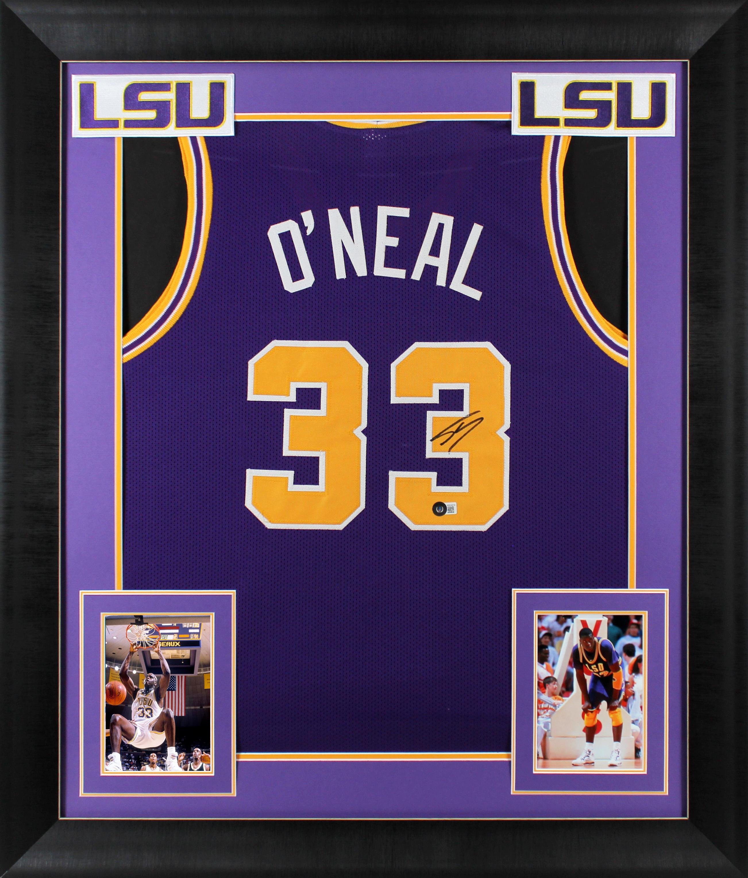 Shaquille O'Neal Signed Custom Framed Jersey (Beckett) at PristineAuction.com Shaquille O'Neal Signed Custom Framed Jersey (Beckett) at PristineAuction.com