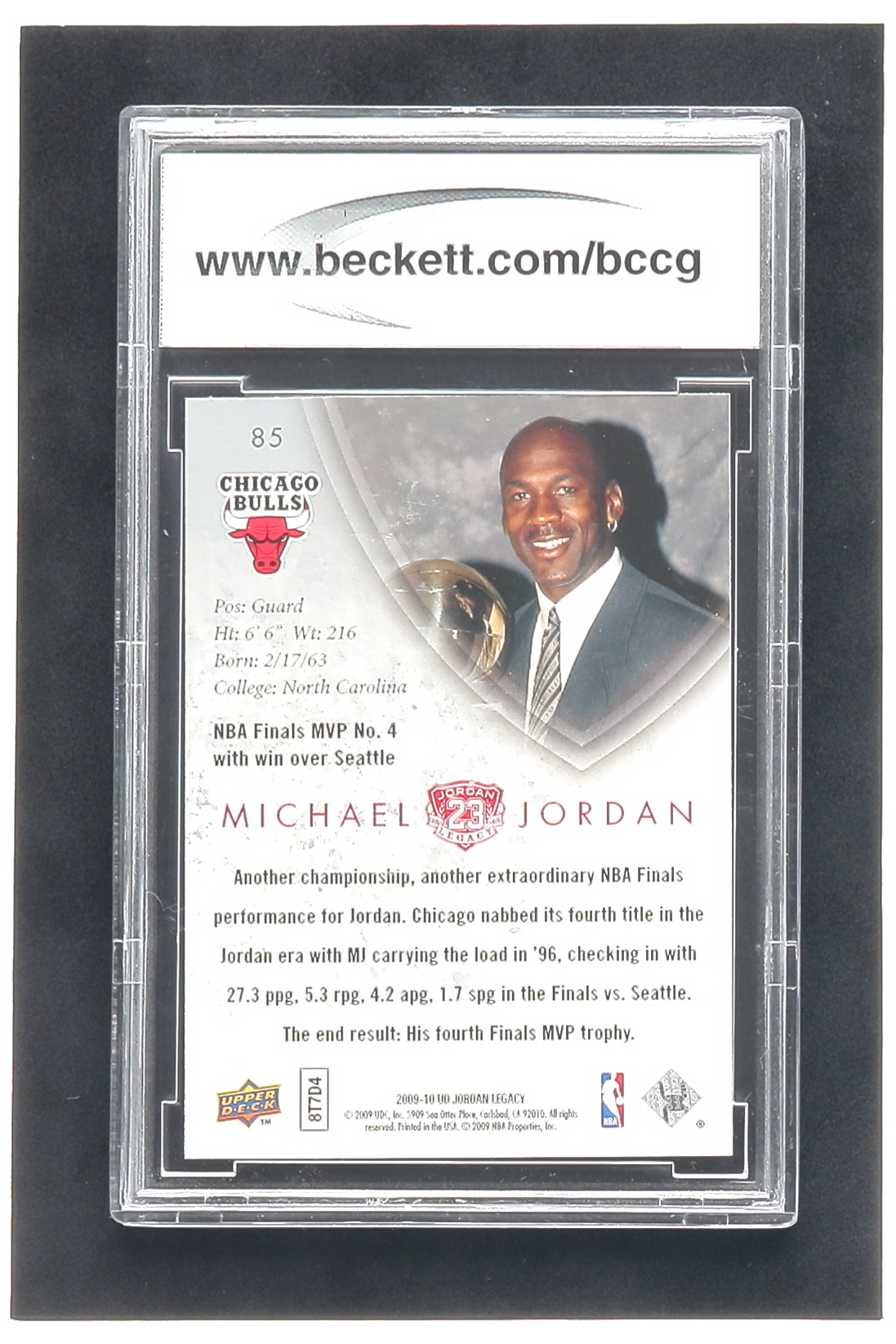 Michael Jordan 2009-10 Upper Deck Michael Jordan Legacy Collection Gold #85 (BCCG 10) at PristineAuction.com Michael Jordan 2009-10 Upper Deck Michael Jordan Legacy Collection Gold #85 (BCCG 10) at PristineAuction.com