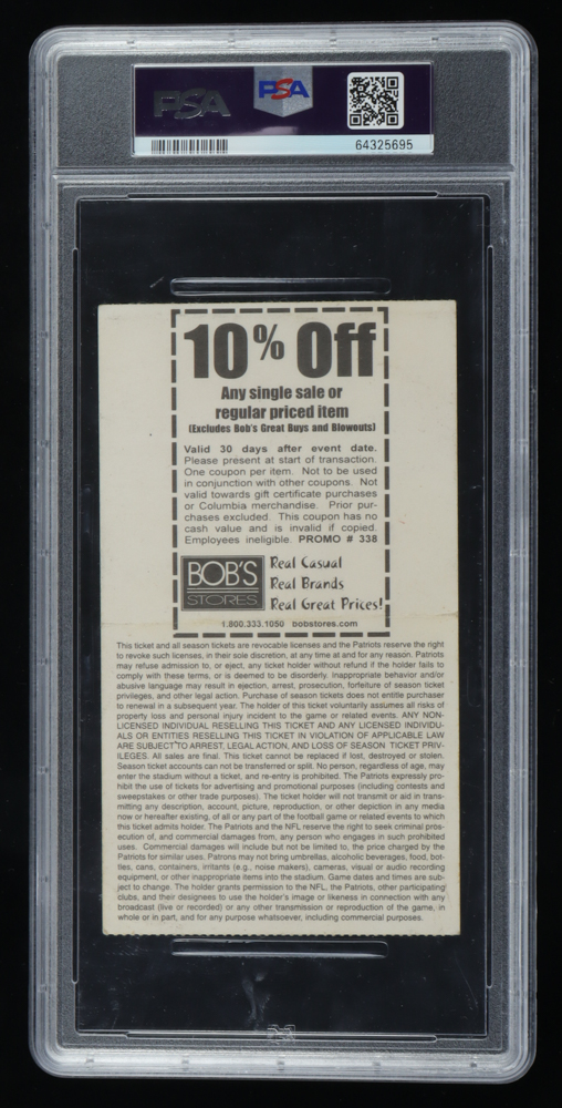 2001 Patriots vs. Colts Ticket Stub (PSA) at PristineAuction.com 2001 Patriots vs. Colts Ticket Stub (PSA) at PristineAuction.com