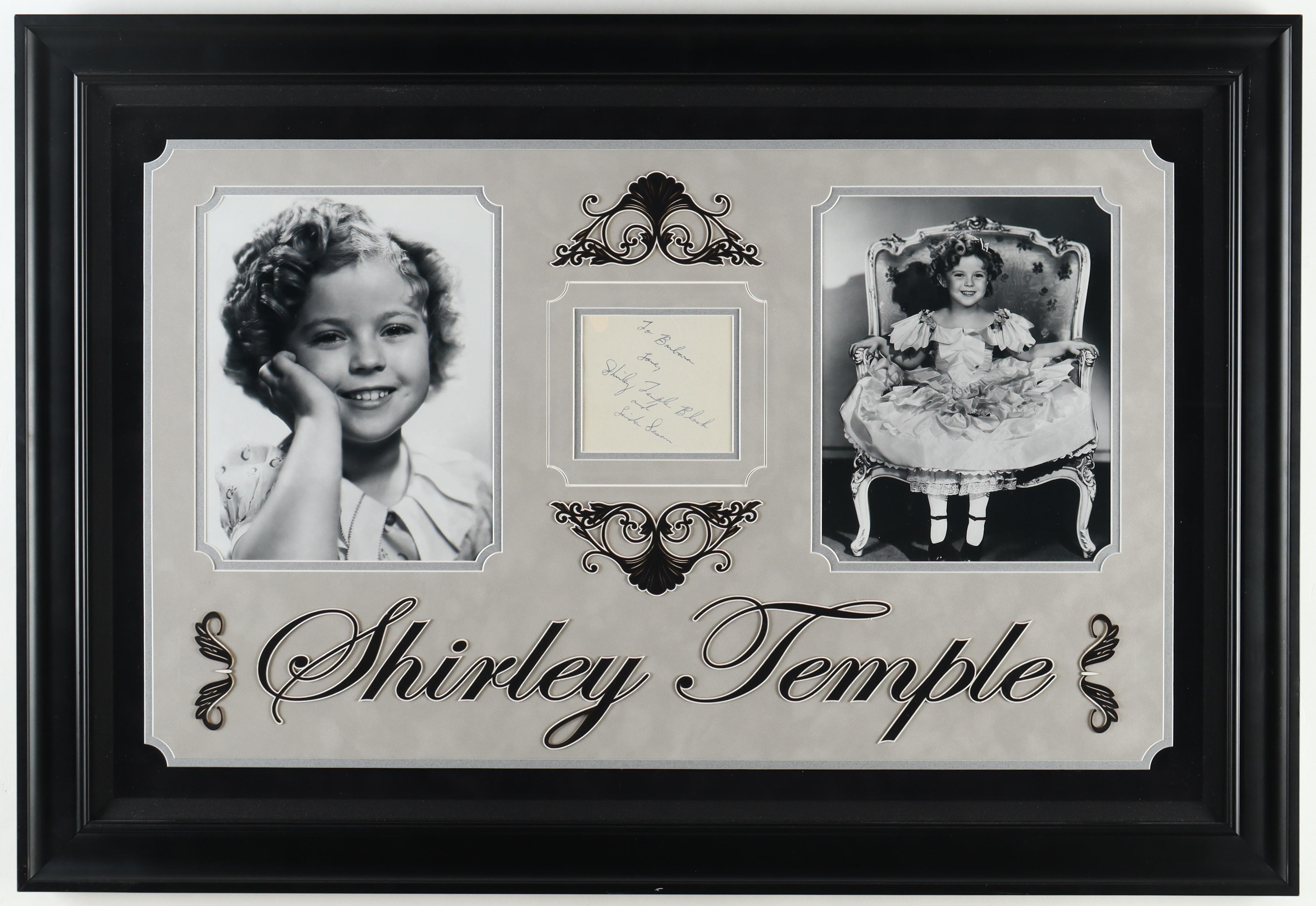 Shirley Temple & Linda Susan Signed Custom Framed Cut Display Inscribed "Love" (JSA) at PristineAuction.com Shirley Temple & Linda Susan Signed Custom Framed Cut Display Inscribed "Love" (JSA) at PristineAuction.com