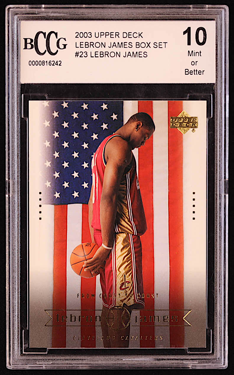 LeBron James 2003 Upper Deck LeBron James Box Set #23 RC / From Coast to Coast (BCCG 10) at PristineAuction.com LeBron James 2003 Upper Deck LeBron James Box Set #23 RC / From Coast to Coast (BCCG 10) at PristineAuction.com