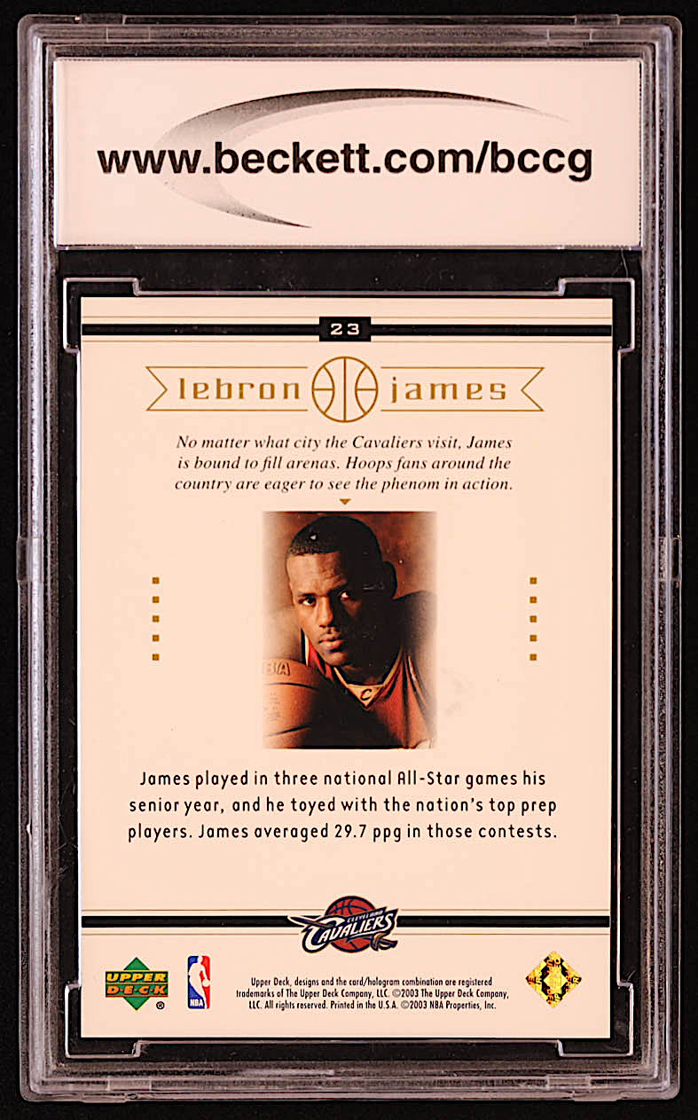 LeBron James 2003 Upper Deck LeBron James Box Set #23 RC / From Coast to Coast (BCCG 10) at PristineAuction.com LeBron James 2003 Upper Deck LeBron James Box Set #23 RC / From Coast to Coast (BCCG 10) at PristineAuction.com