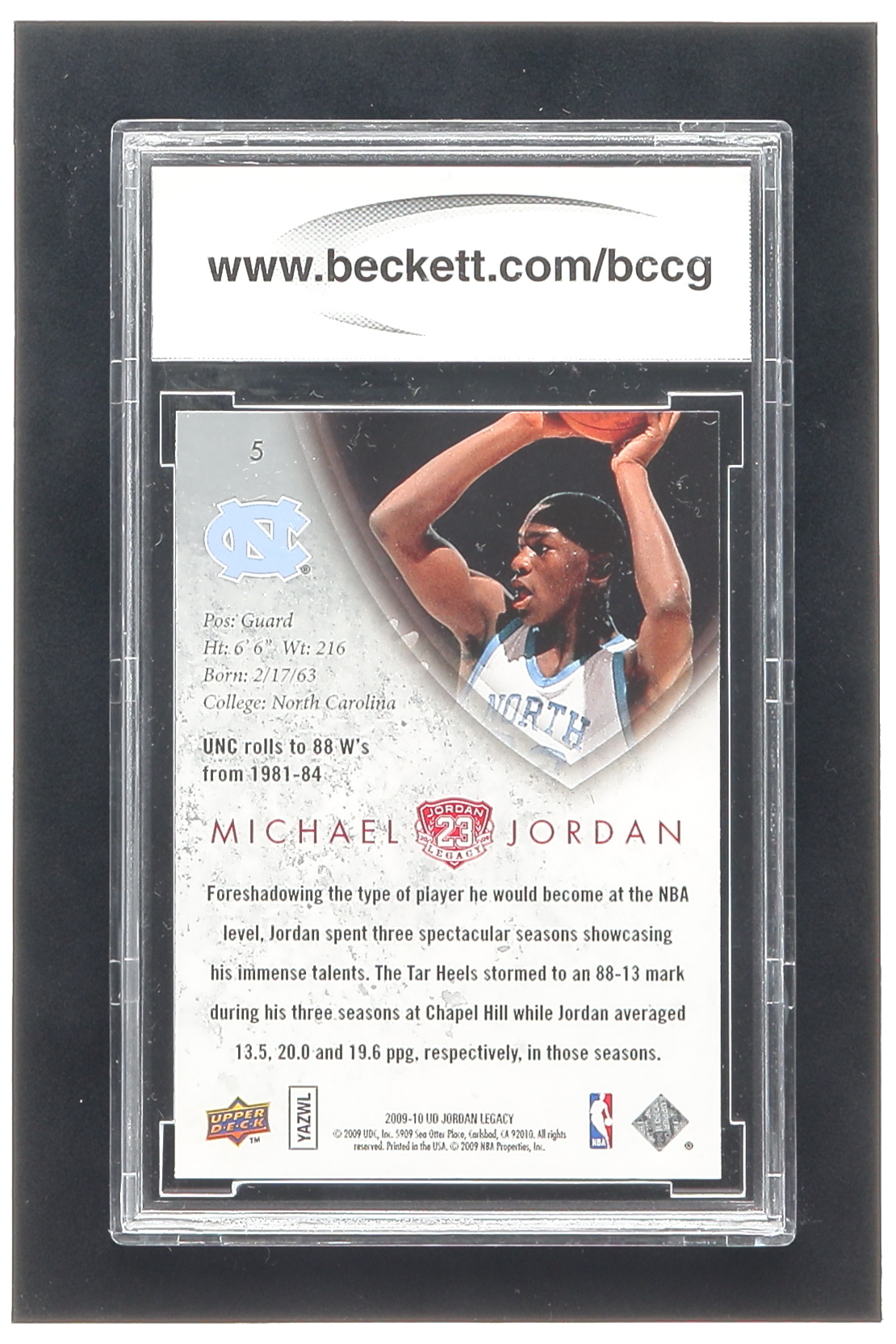 Michael Jordan 2009-10 Upper Deck Michael Jordan Legacy Collection Gold #5 (BCCG 10) at PristineAuction.com Michael Jordan 2009-10 Upper Deck Michael Jordan Legacy Collection Gold #5 (BCCG 10) at PristineAuction.com
