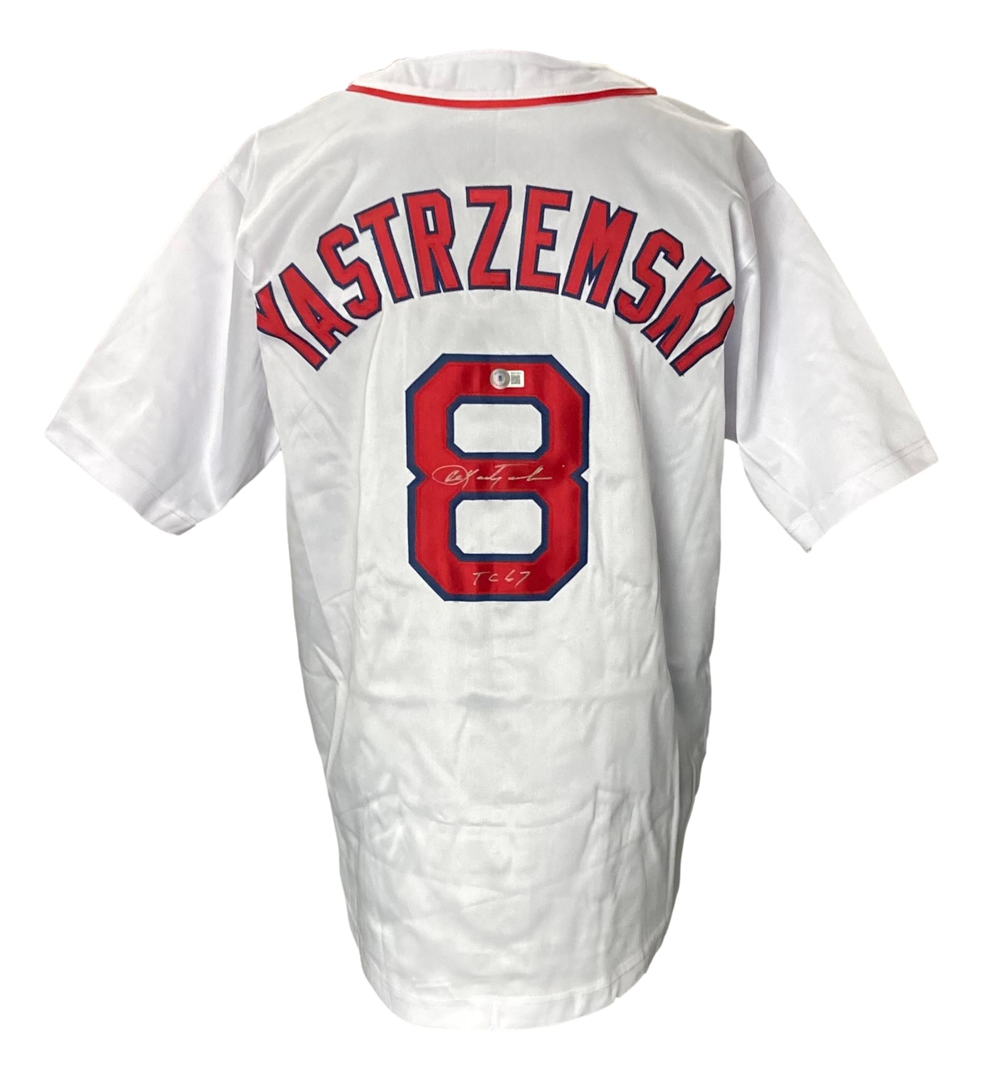 Carl Yastrzemski Signed Jersey Inscribed "TC 67" (Beckett) at PristineAuction.com Carl Yastrzemski Signed Jersey Inscribed "TC 67" (Beckett) at PristineAuction.com
