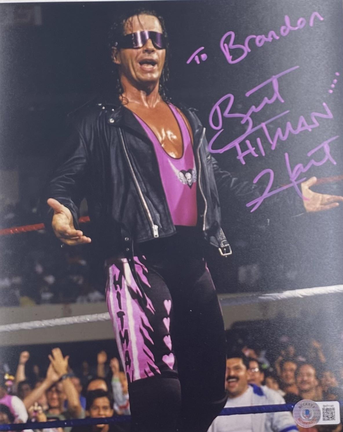 Bret "The Hitman" Hart Signed 8x10 Photo with Inscription (Beckett) at PristineAuction.com Bret "The Hitman" Hart Signed 8x10 Photo with Inscription (Beckett) at PristineAuction.com