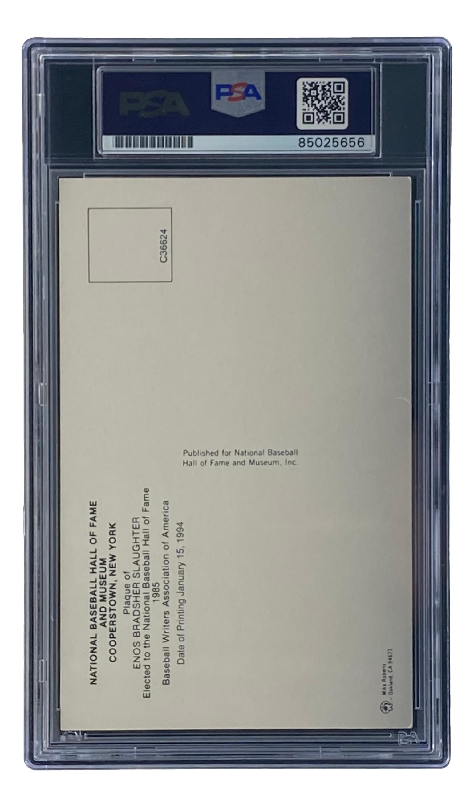 Enos Slaughter Signed Hall of Fame Plaque Postcard (PSA) at PristineAuction.com Enos Slaughter Signed Hall of Fame Plaque Postcard (PSA) at PristineAuction.com