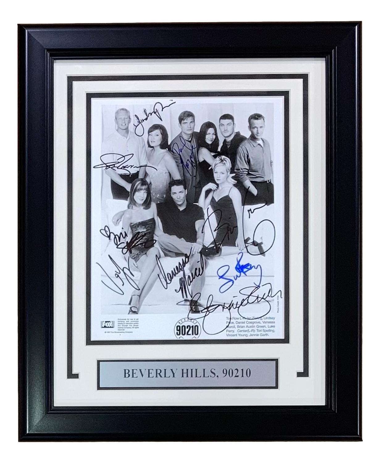 "Beverly Hills 90210" Custom Framed Photo Cast-Signed By (9) with Luke Perry, Brian Austin Green, Tori Spelling (JSA) at PristineAuction.com "Beverly Hills 90210" Custom Framed Photo Cast-Signed By (9) with Luke Perry, Brian Austin Green, Tori Spelling (JSA) at PristineAuction.com
