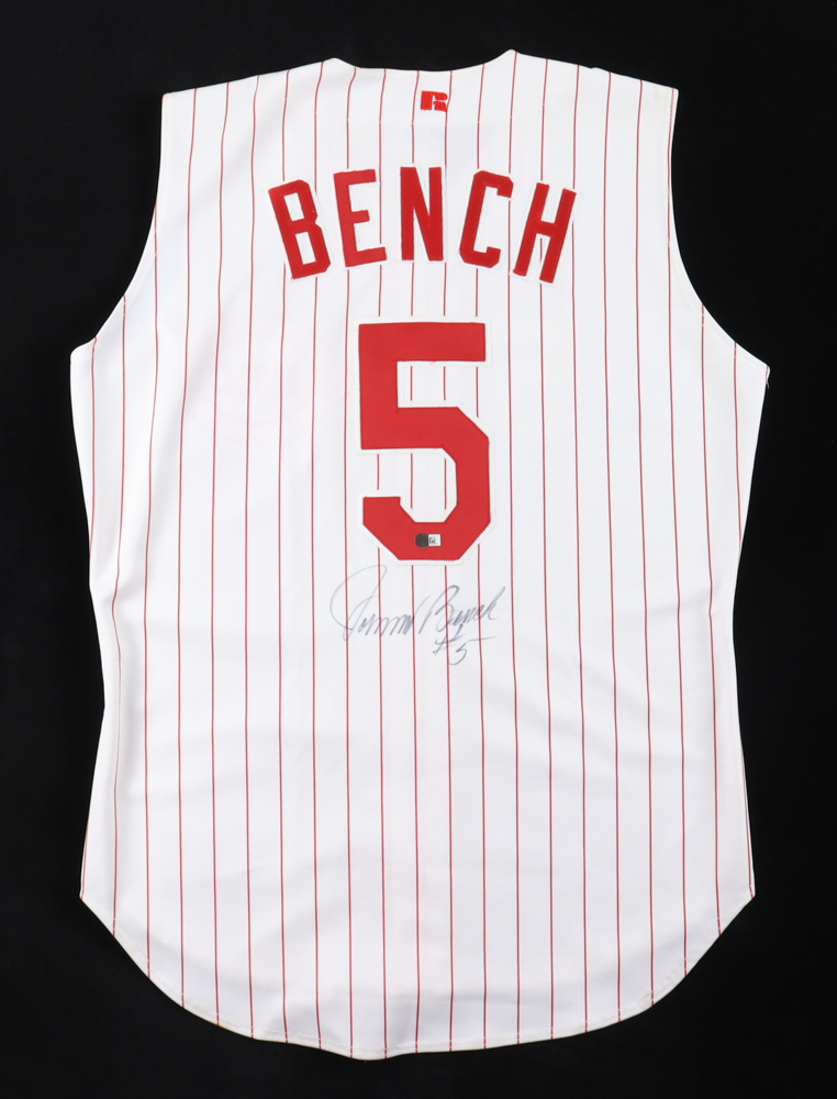 Johnny Bench Signed Reds Jersey (PSA) at PristineAuction.com Johnny Bench Signed Reds Jersey (PSA) at PristineAuction.com