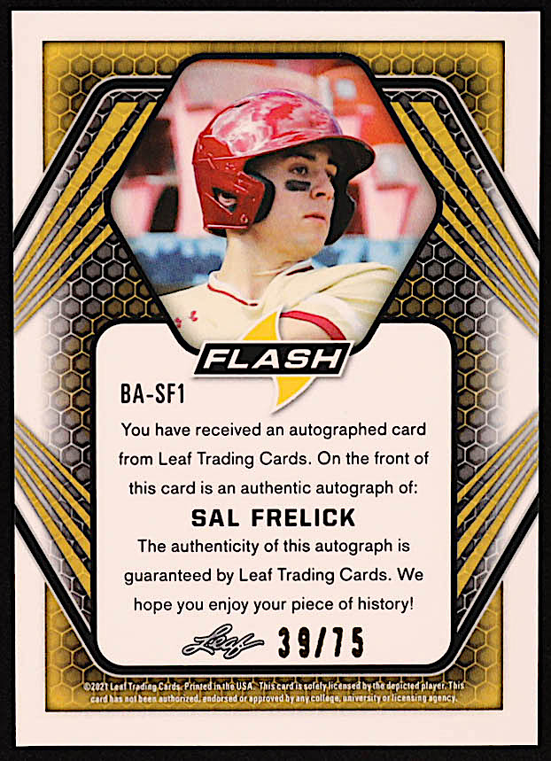 Sal Frelick 2021 Leaf Flash Purple #BASF1 RC #39/75 at PristineAuction.com Sal Frelick 2021 Leaf Flash Purple #BASF1 RC #39/75 at PristineAuction.com