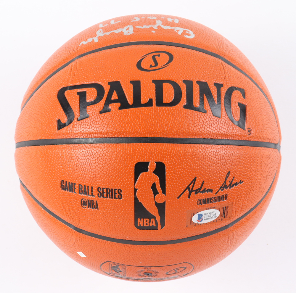 Elgin Baylor Signed NBA Basketball Inscribed "H.O.F 77" (Beckett) at PristineAuction.com Elgin Baylor Signed NBA Basketball Inscribed "H.O.F 77" (Beckett) at PristineAuction.com