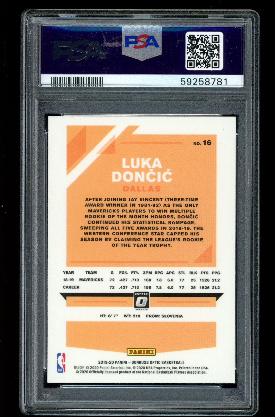 Luka Doncic 2019-20 Donruss Optic #16 (PSA 10) at PristineAuction.com Luka Doncic 2019-20 Donruss Optic #16 (PSA 10) at PristineAuction.com