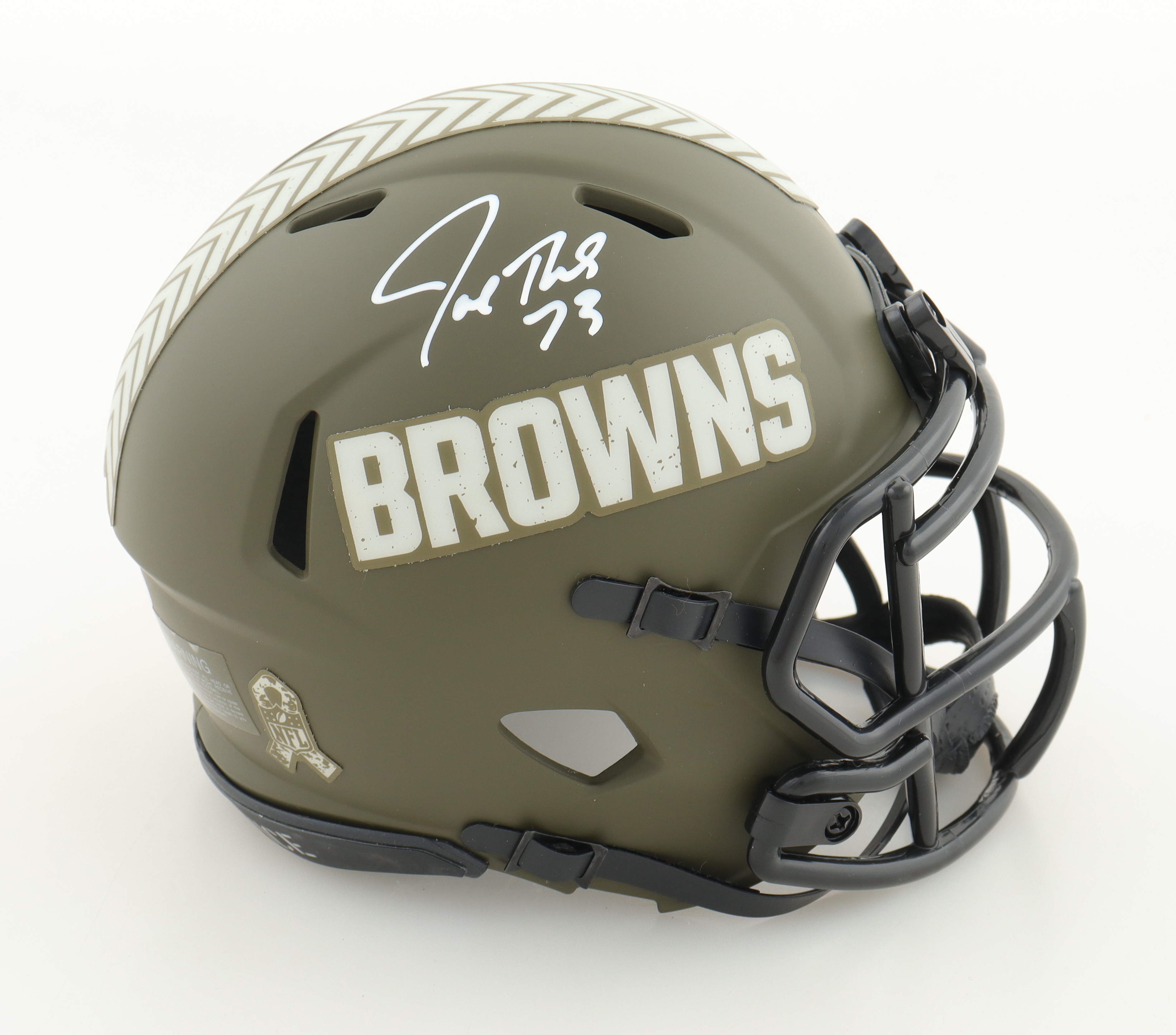 Joe Thomas Signed Browns Salute To Service Speed Mini Helmet (Schwartz) at PristineAuction.com Joe Thomas Signed Browns Salute To Service Speed Mini Helmet (Schwartz) at PristineAuction.com