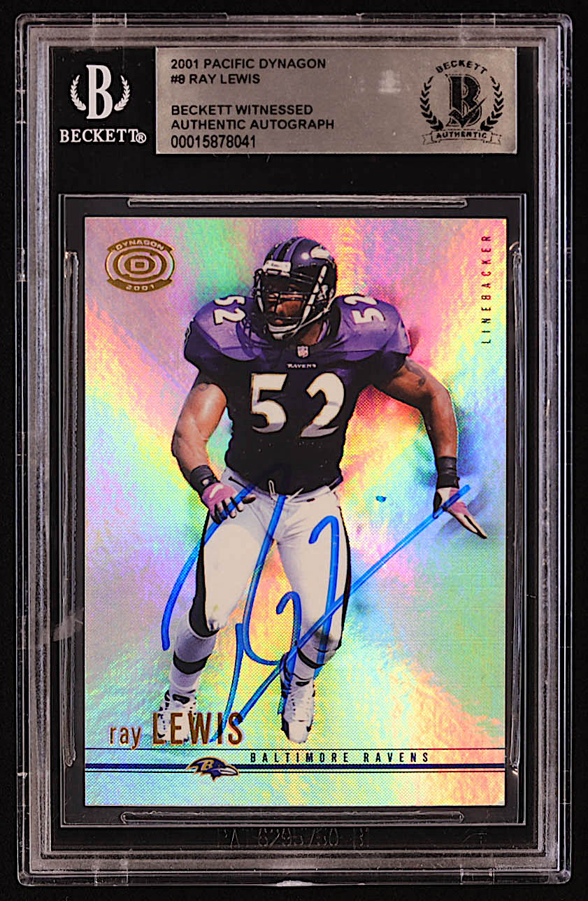 Ray Lewis Signed 2001 Pacific Dynagon #8 (BGS) at PristineAuction.com Ray Lewis Signed 2001 Pacific Dynagon #8 (BGS) at PristineAuction.com