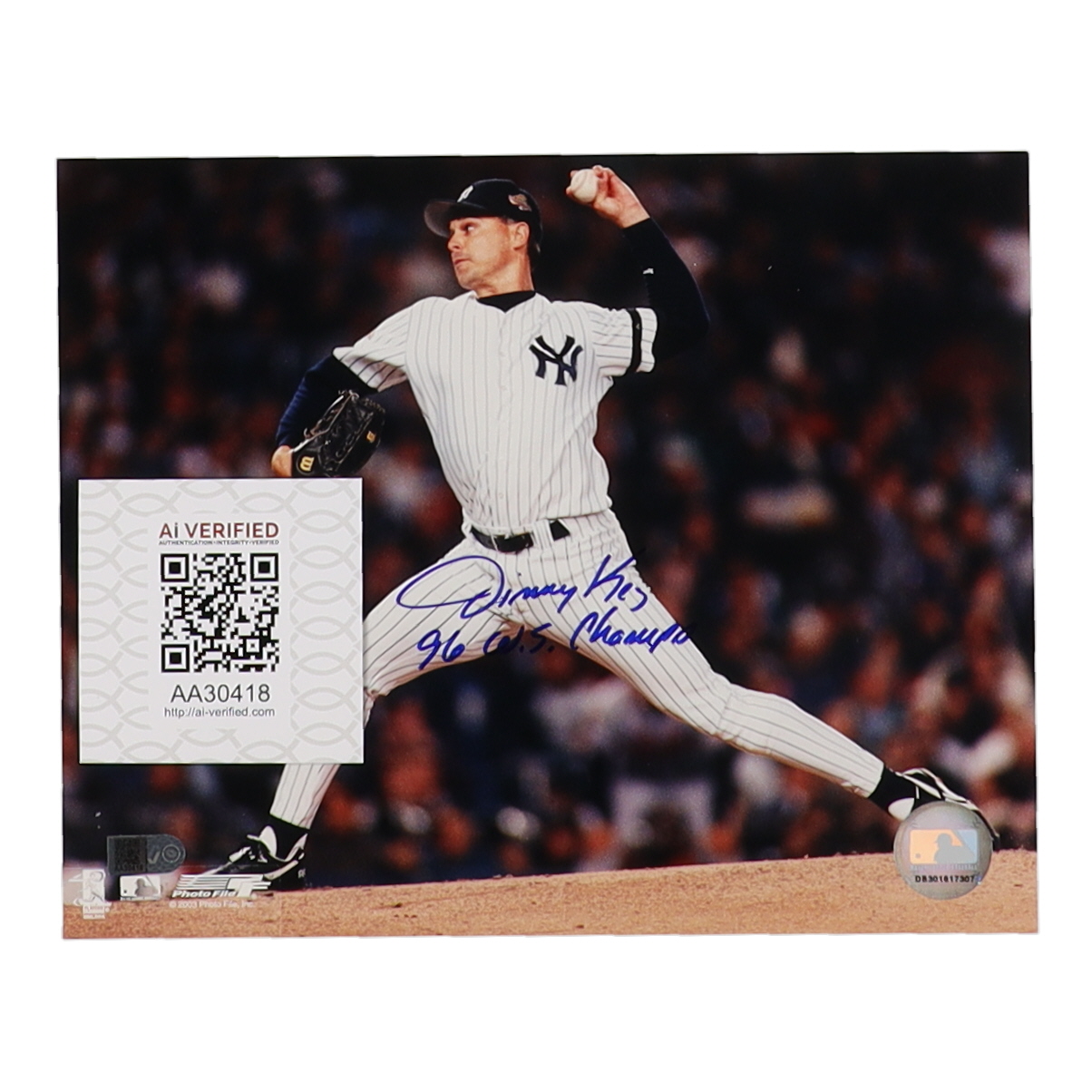 Jimmy Key Signed Yankees 8x10 Photo Inscribed "'96 WS Champs" (AIV) at PristineAuction.com Jimmy Key Signed Yankees 8x10 Photo Inscribed "'96 WS Champs" (AIV) at PristineAuction.com