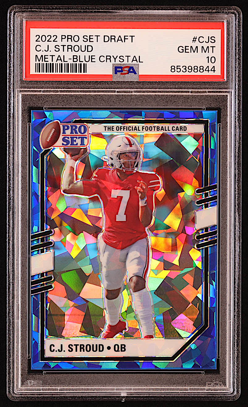 C.J. Stroud 2022 Leaf Pro Set Metal Draft Prospects Crystal Blue #PSBCJS RC (PSA 10) at PristineAuction.com C.J. Stroud 2022 Leaf Pro Set Metal Draft Prospects Crystal Blue #PSBCJS RC (PSA 10) at PristineAuction.com