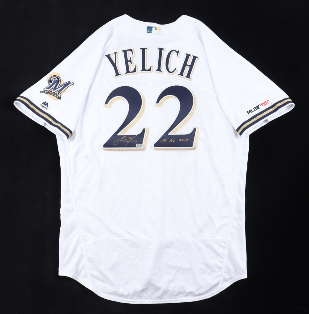 Christian Yelich Signed Jersey Inscribed "18 NL MVP" (Steiner & MLB) at PristineAuction.com Christian Yelich Signed Jersey Inscribed "18 NL MVP" (Steiner & MLB) at PristineAuction.com