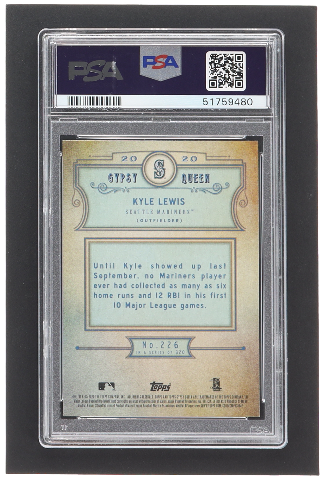 Kyle Lewis 2020 Topps Gypsy Queen #226 RC (PSA 9) at PristineAuction.com Kyle Lewis 2020 Topps Gypsy Queen #226 RC (PSA 9) at PristineAuction.com