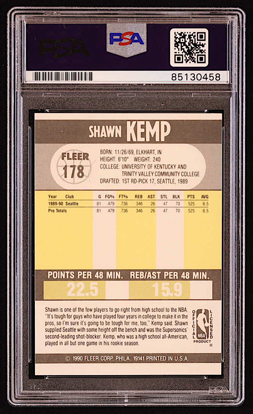 Shawn Kemp Signed 1990-91 Fleer #178 RC (PSA) at PristineAuction.com Shawn Kemp Signed 1990-91 Fleer #178 RC (PSA) at PristineAuction.com