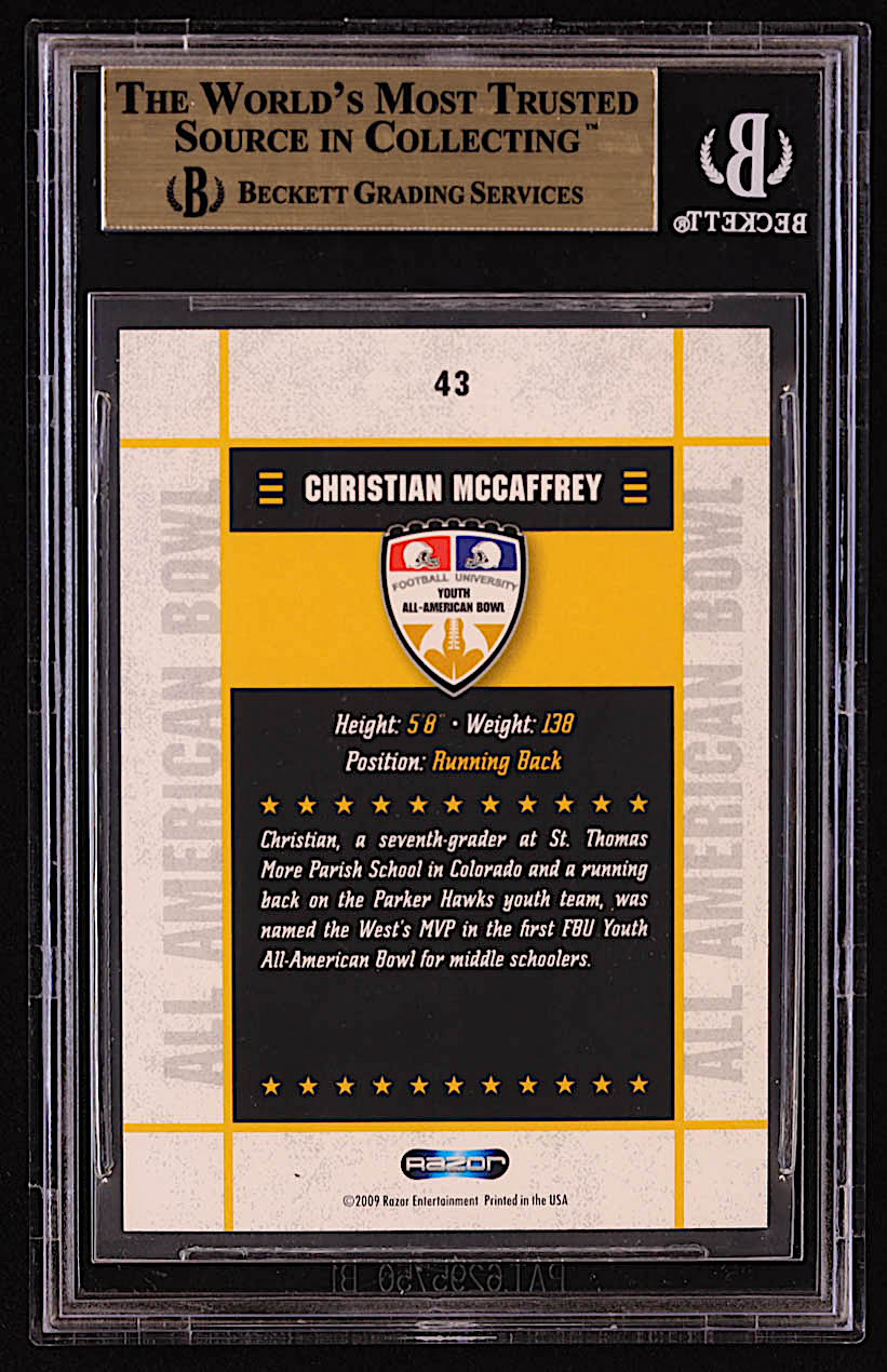 Christian McCaffrey 2009 Razor Army All-American Bowl #43 RC (BGS 9.5) at PristineAuction.com Christian McCaffrey 2009 Razor Army All-American Bowl #43 RC (BGS 9.5) at PristineAuction.com