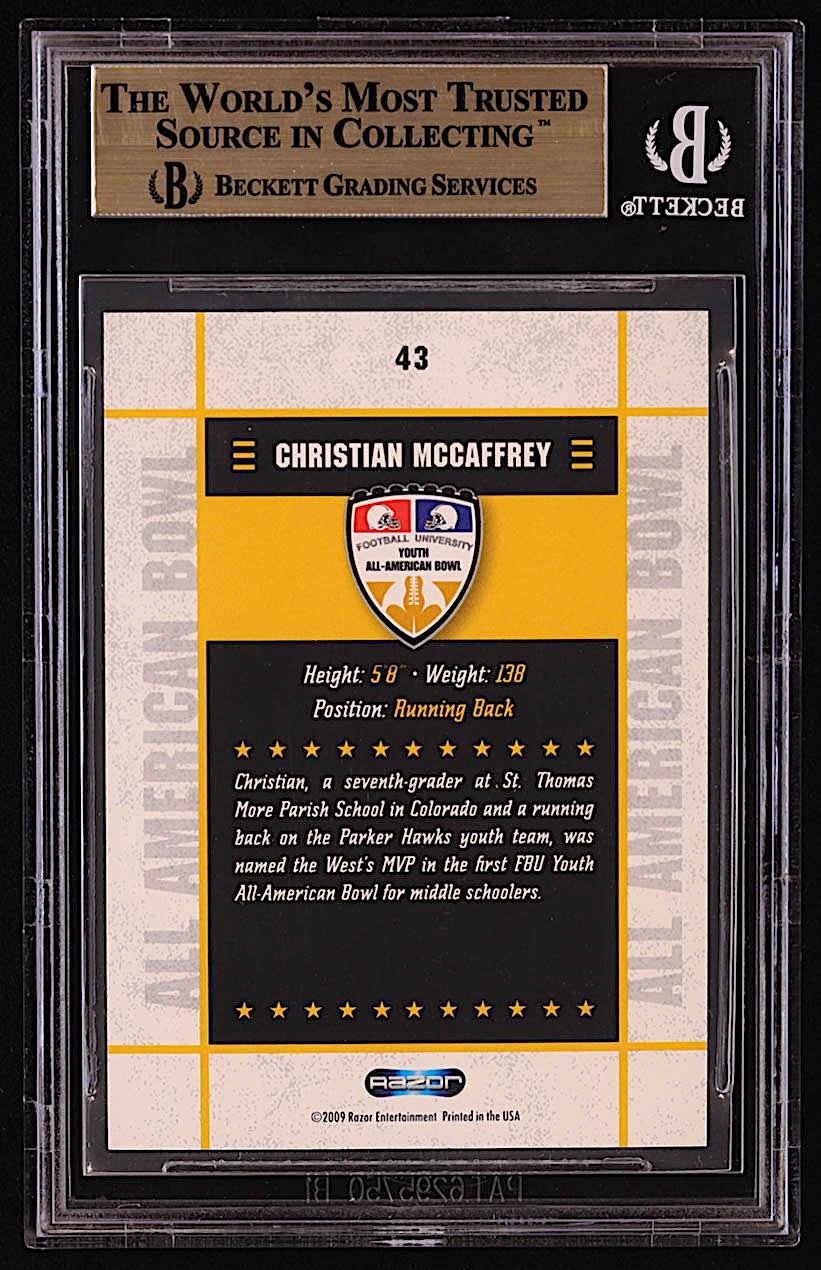 Christian McCaffrey 2009 Razor Army All-American Bowl #43 RC (BGS 9.5) at PristineAuction.com Christian McCaffrey 2009 Razor Army All-American Bowl #43 RC (BGS 9.5) at PristineAuction.com