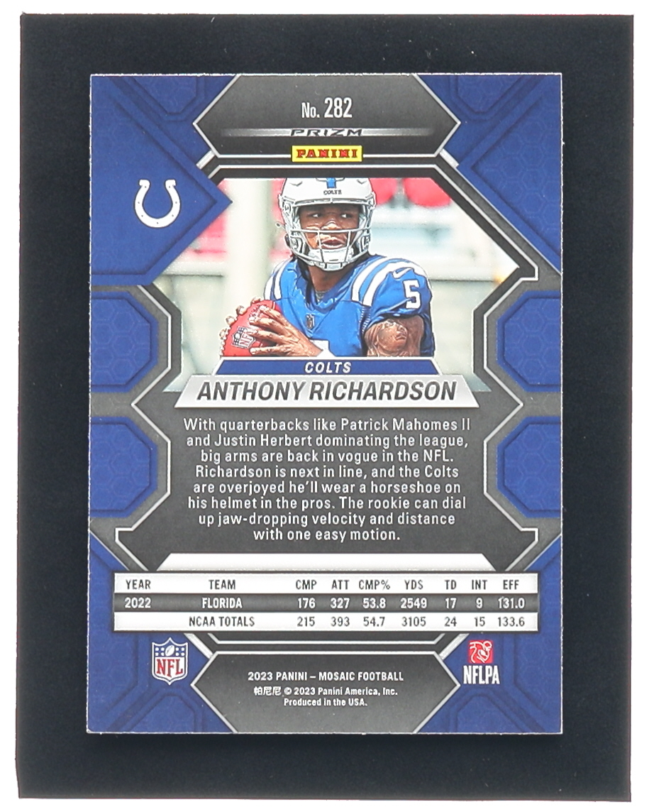 Anthony Richardson 2023 Panini Mosaic #282 RC at PristineAuction.com Anthony Richardson 2023 Panini Mosaic #282 RC at PristineAuction.com