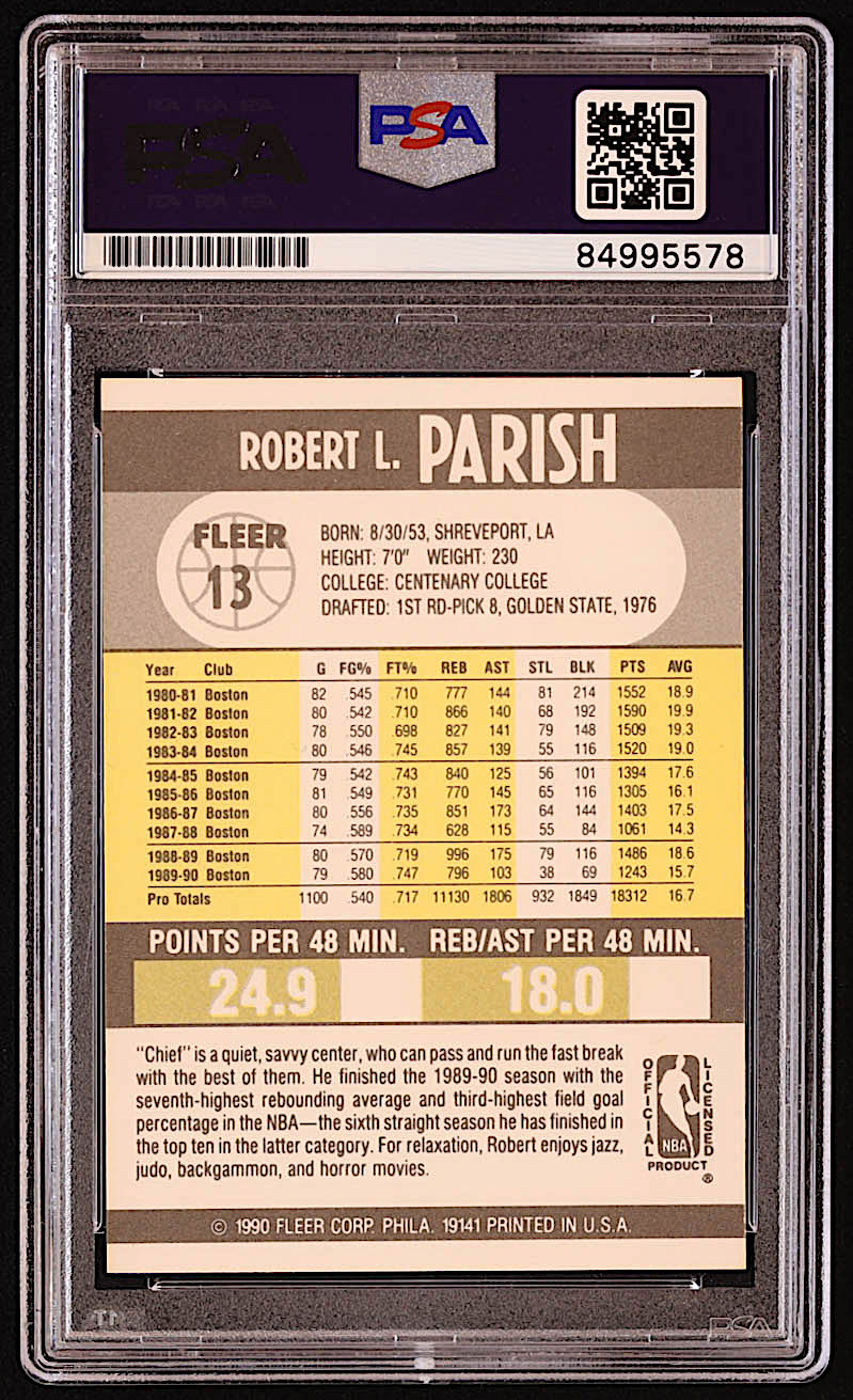 Robert Parish Signed 1990-91 Fleer #13 Inscribed "HOF 03" (PSA) at PristineAuction.com Robert Parish Signed 1990-91 Fleer #13 Inscribed "HOF 03" (PSA) at PristineAuction.com