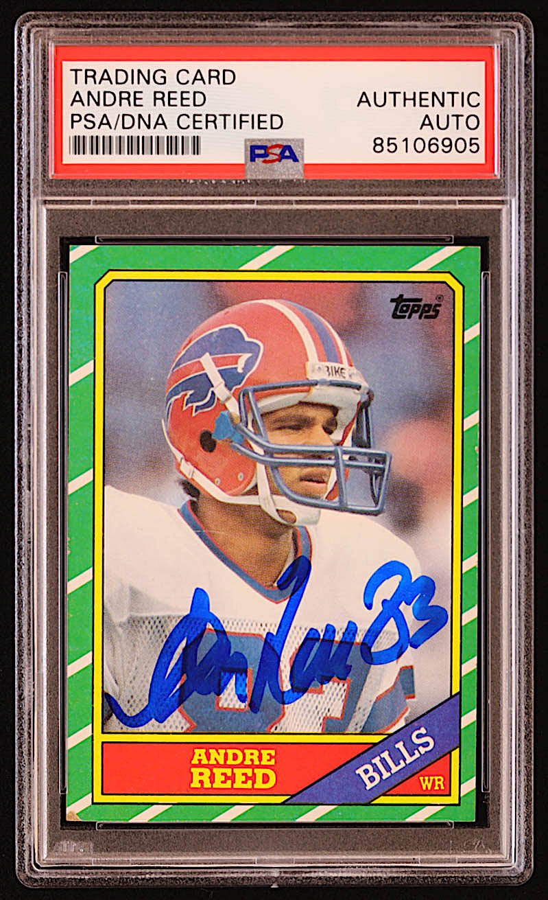 Andre Reed Signed 1986 Topps #388 RC (PSA) at PristineAuction.com Andre Reed Signed 1986 Topps #388 RC (PSA) at PristineAuction.com