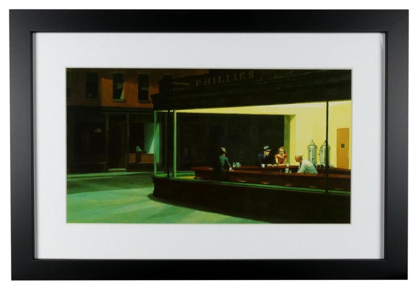 Edward Hopper "Nighthawks" Custom Framed Photo Display at PristineAuction.com Edward Hopper "Nighthawks" Custom Framed Photo Display at PristineAuction.com