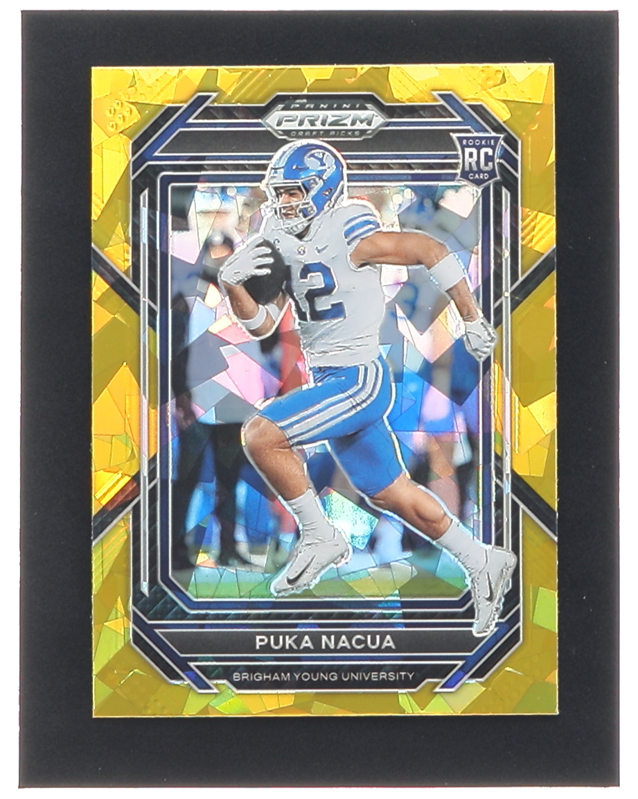 Puka Nacua 2023 Panini Prizm Draft Picks Prizms Gold Ice #197 RC at PristineAuction.com Puka Nacua 2023 Panini Prizm Draft Picks Prizms Gold Ice #197 RC at PristineAuction.com