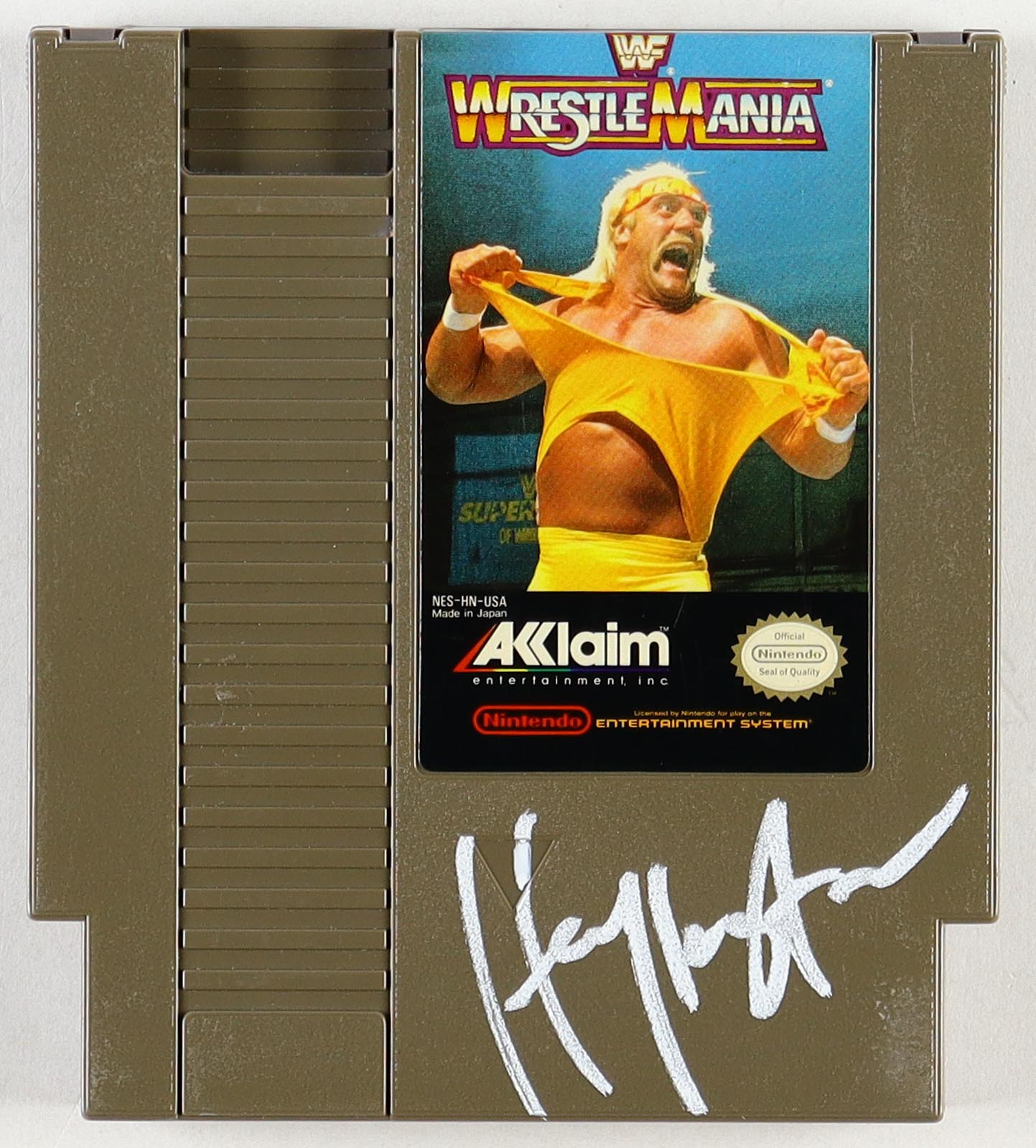 Hulk Hogan Signed "WrestleMania" Nintendo Video Game Cartridge (Beckett) at PristineAuction.com Hulk Hogan Signed "WrestleMania" Nintendo Video Game Cartridge (Beckett) at PristineAuction.com