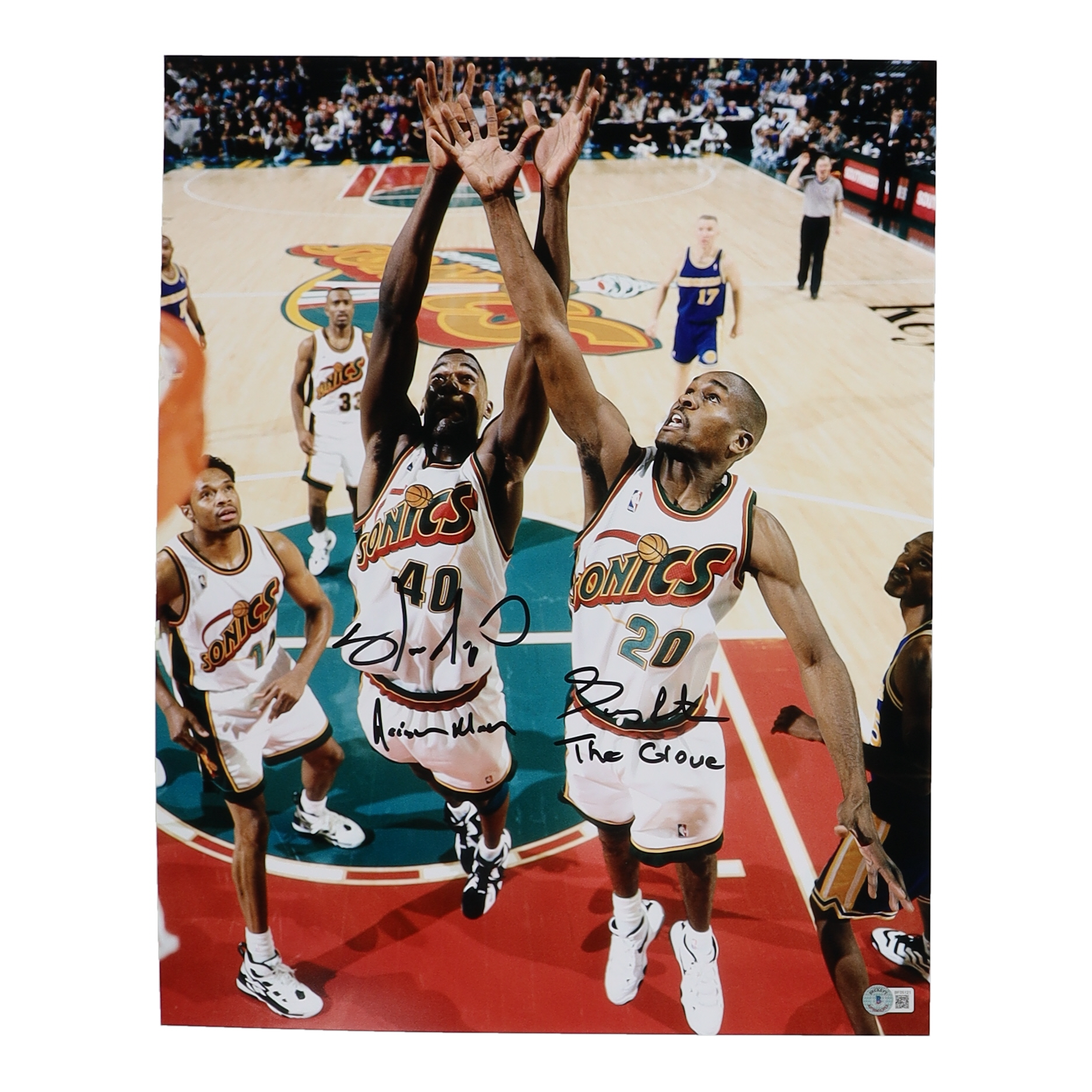 Gary Payton & Shawm Kemp Signed SuperSonics 16x20 Photo Inscribed "Reign Man" & "The Glove" (Beckett) at PristineAuction.com Gary Payton & Shawm Kemp Signed SuperSonics 16x20 Photo Inscribed "Reign Man" & "The Glove" (Beckett) at PristineAuction.com