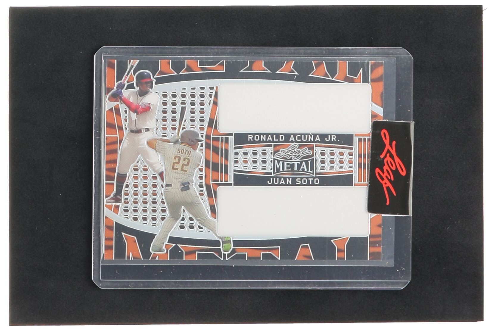 Ronald Acuna Jr. / Juan Soto 2023 Leaf Metal Pre-Production Proof Prismatic Tiger #1/1 at PristineAuction.com Ronald Acuna Jr. / Juan Soto 2023 Leaf Metal Pre-Production Proof Prismatic Tiger #1/1 at PristineAuction.com