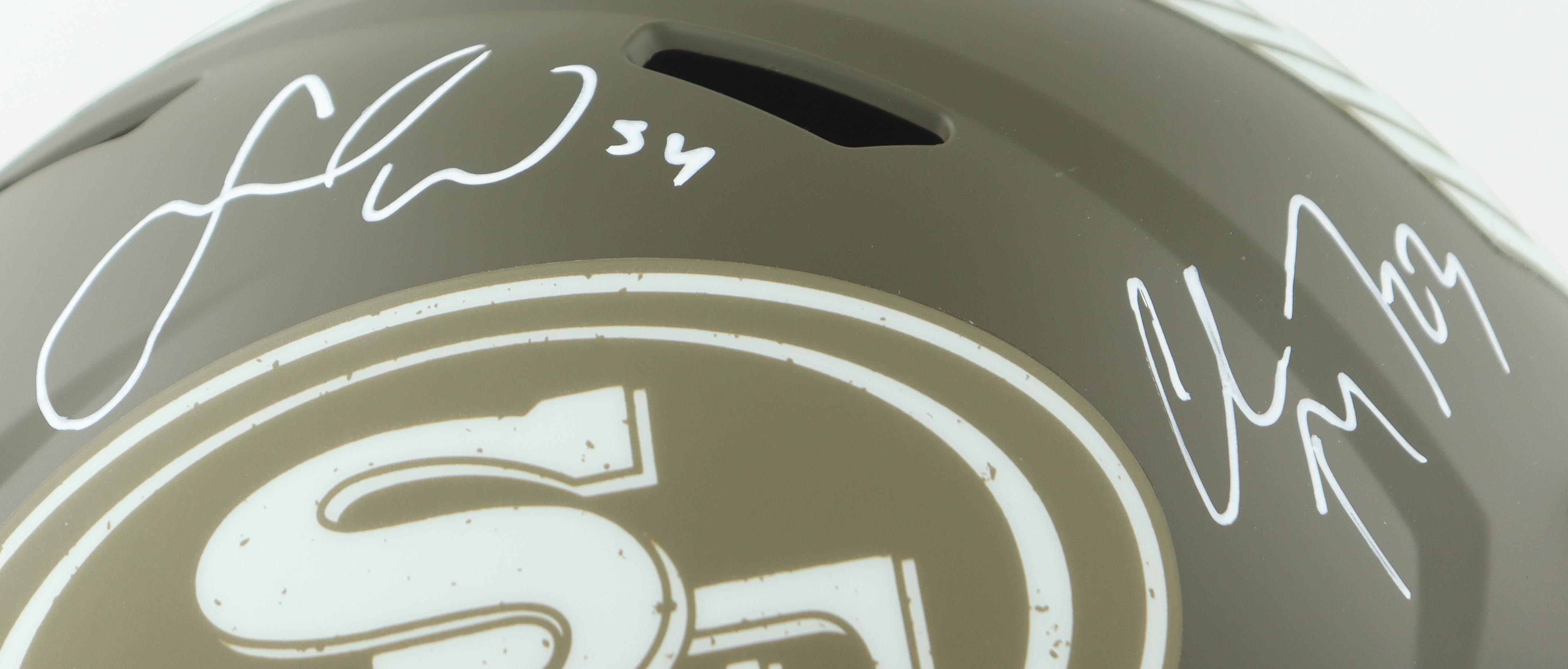 Christian McCaffrey, Nick Bosa and Fred Warner Signed 49ers Full-Size Salute To Service Alternate Speed Helmet (Beckett) at PristineAuction.com Christian McCaffrey, Nick Bosa and Fred Warner Signed 49ers Full-Size Salute To Service Alternate Speed Helmet (Beckett) at PristineAuction.com