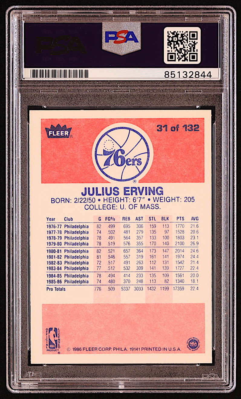 Julius Erving Signed 1986-87 Fleer #31 (PSA | Auto 10) at PristineAuction.com Julius Erving Signed 1986-87 Fleer #31 (PSA | Auto 10) at PristineAuction.com