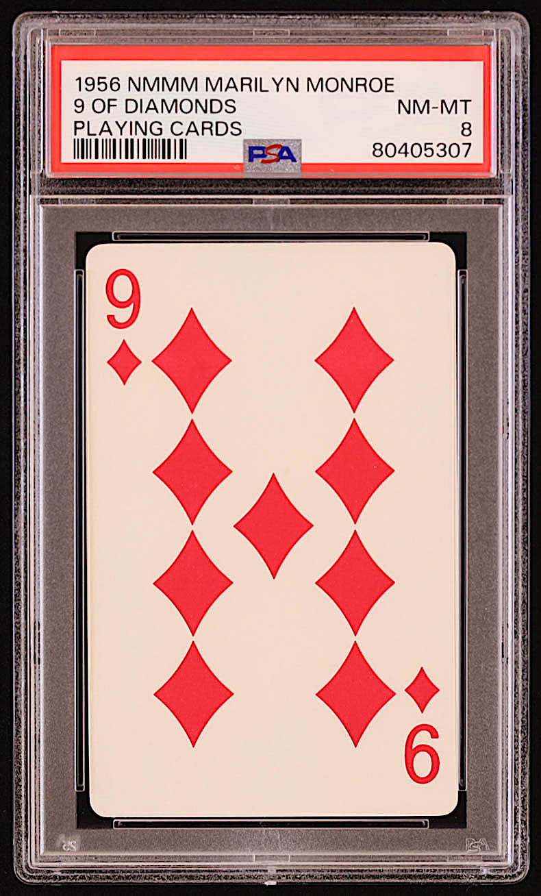 1956 NMMM Marilyn Monroe Nine of Diamonds Playing Card (PSA 8) at PristineAuction.com 1956 NMMM Marilyn Monroe Nine of Diamonds Playing Card (PSA 8) at PristineAuction.com
