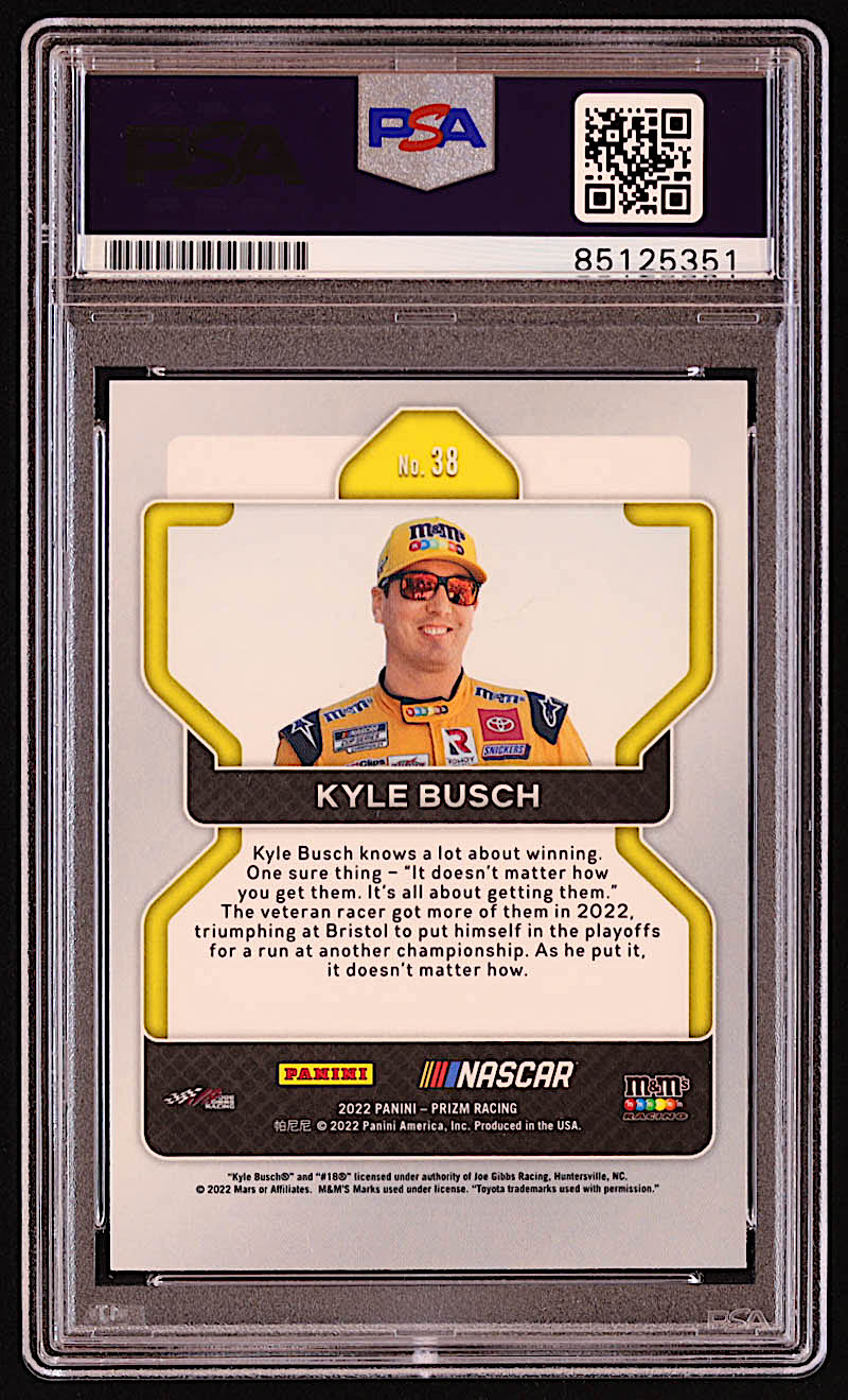 Kyle Busch Signed 2022 Panini Prizm #38 (PSA) at PristineAuction.com Kyle Busch Signed 2022 Panini Prizm #38 (PSA) at PristineAuction.com