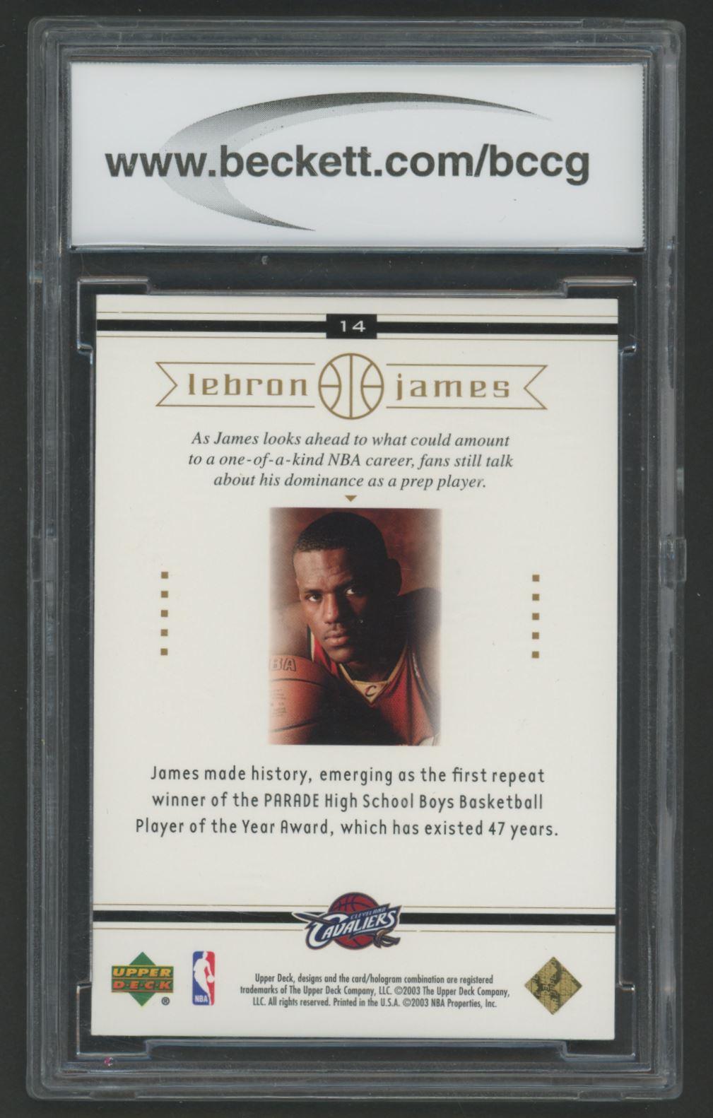 LeBron James 2003 Upper Deck LeBron James Box Set #14 (BCCG 10) at PristineAuction.com LeBron James 2003 Upper Deck LeBron James Box Set #14 (BCCG 10) at PristineAuction.com