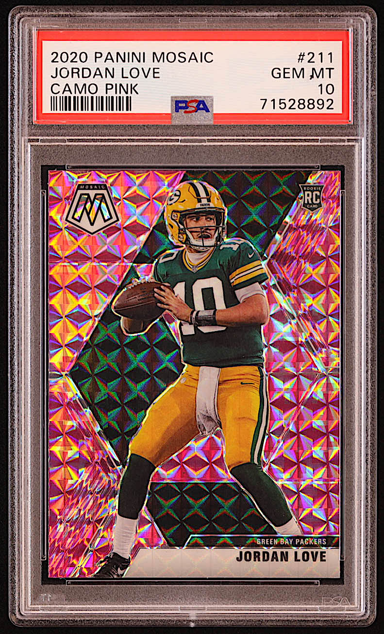 Jordan Love 2020 Panini Mosaic Mosaic Camo Pink #211 RC (PSA 10) at PristineAuction.com Jordan Love 2020 Panini Mosaic Mosaic Camo Pink #211 RC (PSA 10) at PristineAuction.com