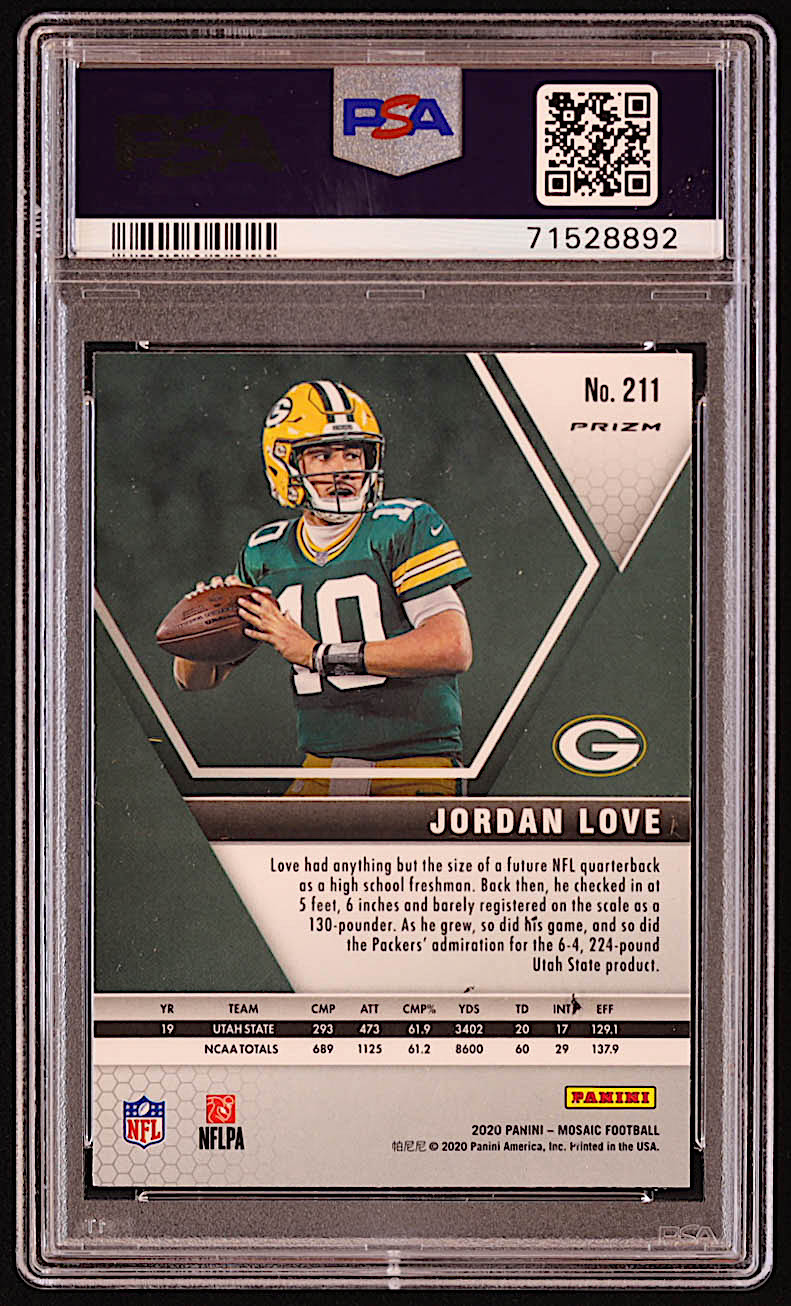 Jordan Love 2020 Panini Mosaic Mosaic Camo Pink #211 RC (PSA 10) at PristineAuction.com Jordan Love 2020 Panini Mosaic Mosaic Camo Pink #211 RC (PSA 10) at PristineAuction.com