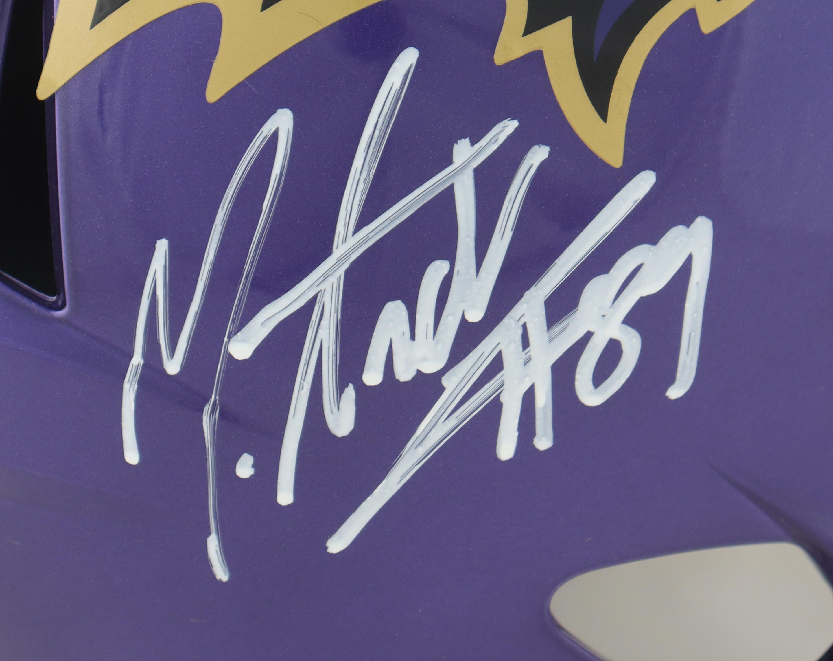 Mark Andrews Signed Ravens Full-Size Flash Alternate Speed Helmet (Beckett) at PristineAuction.com Mark Andrews Signed Ravens Full-Size Flash Alternate Speed Helmet (Beckett) at PristineAuction.com