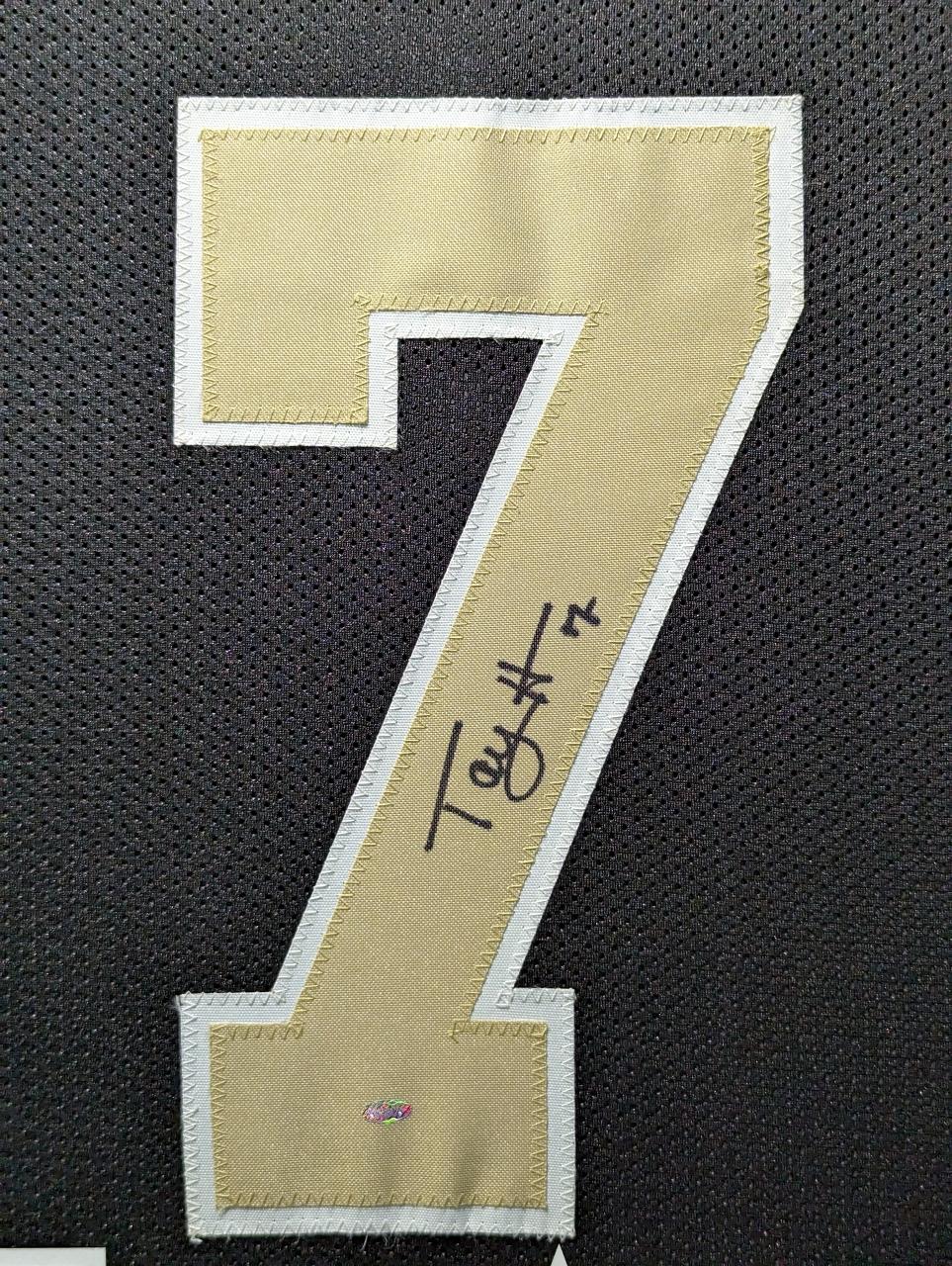 Taysom Hill Signed Custom Framed Jersey Display (OKAuthentics) at PristineAuction.com Taysom Hill Signed Custom Framed Jersey Display (OKAuthentics) at PristineAuction.com