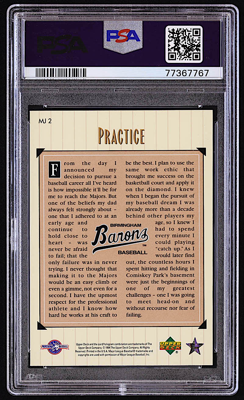 Michael Jordan 1995 Upper Deck Minors Michael Jordan Scrapbook #MJ2 / Practice (PSA 7) at PristineAuction.com Michael Jordan 1995 Upper Deck Minors Michael Jordan Scrapbook #MJ2 / Practice (PSA 7) at PristineAuction.com