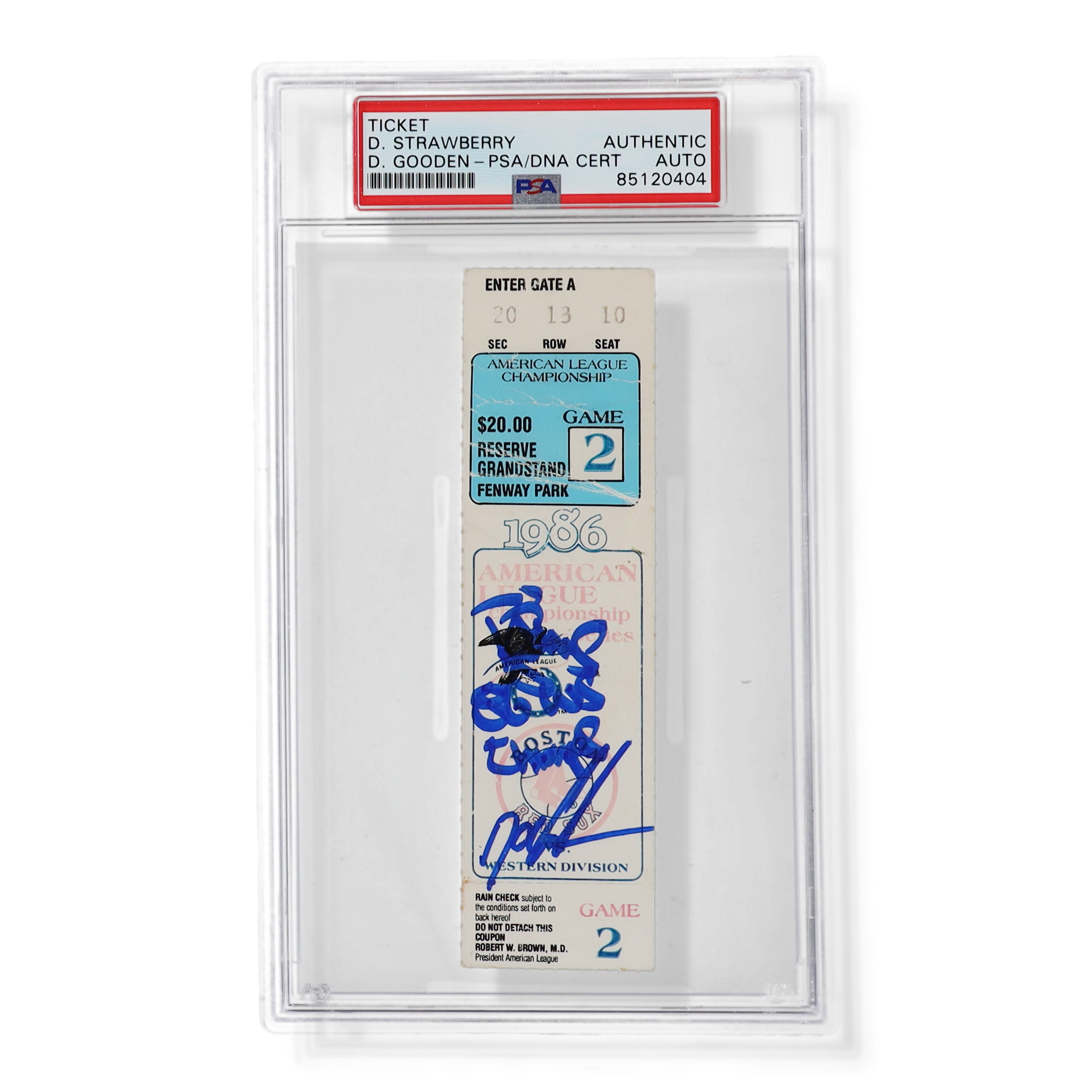 Darryl Strawberry & Dwight Gooden Signed 1986 ALCS Game 2 Ticket (PSA) at PristineAuction.com Darryl Strawberry & Dwight Gooden Signed 1986 ALCS Game 2 Ticket (PSA) at PristineAuction.com