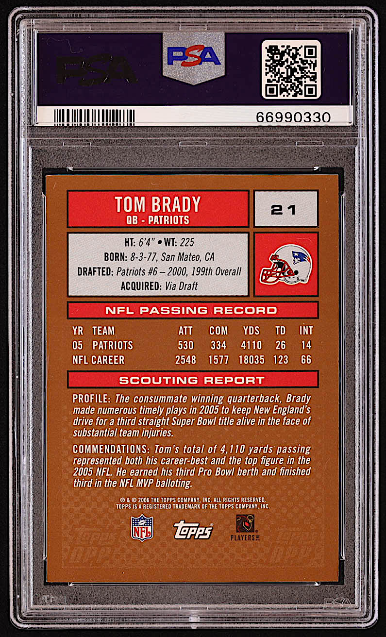 Tom Brady 2006 Topps Draft Picks and Prospects #21 (PSA 10) at PristineAuction.com Tom Brady 2006 Topps Draft Picks and Prospects #21 (PSA 10) at PristineAuction.com