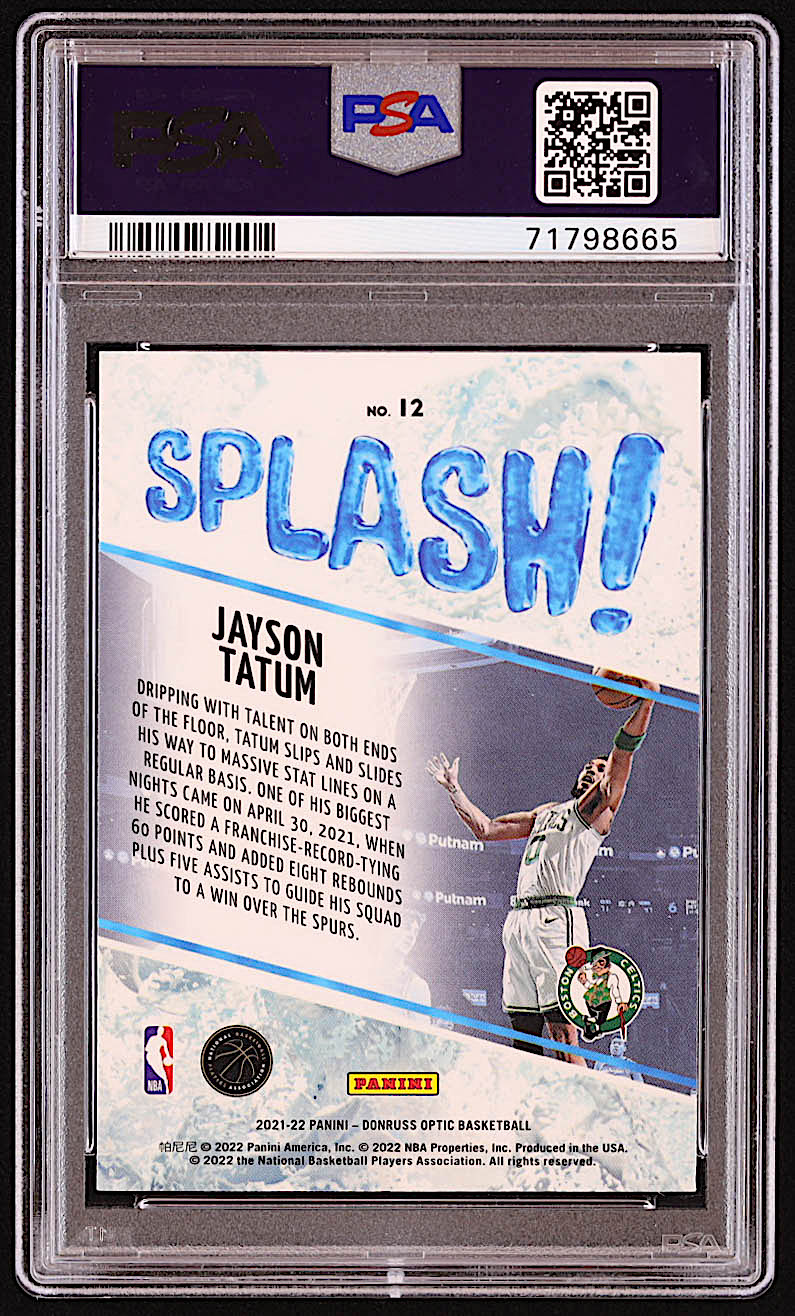 Jayson Tatum 2021-22 Donruss Optic Splash! #12 (PSA 10) at PristineAuction.com Jayson Tatum 2021-22 Donruss Optic Splash! #12 (PSA 10) at PristineAuction.com